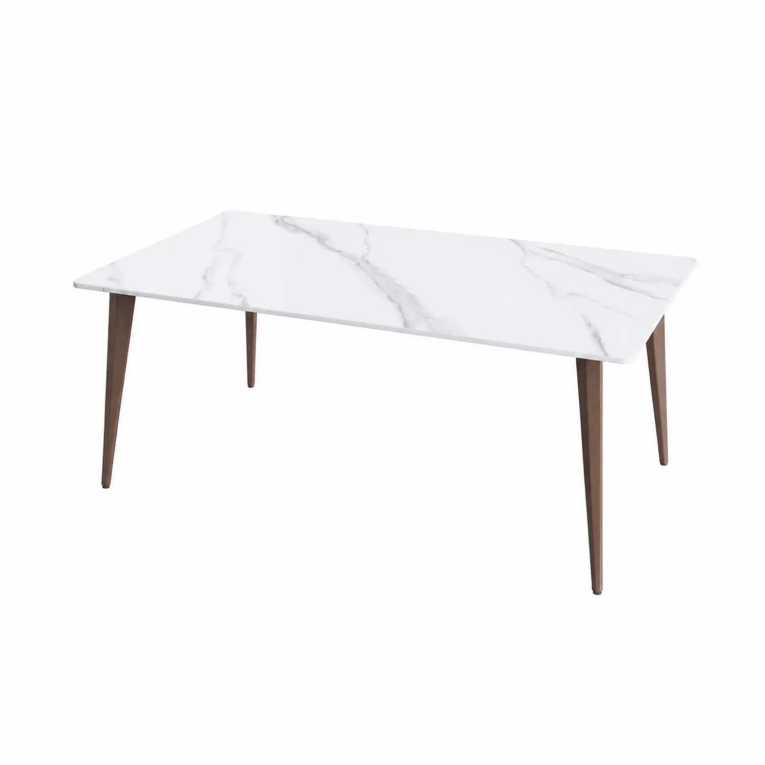 Table à manger en céramique marbrée avec pieds en bois massif-Belcouratelier