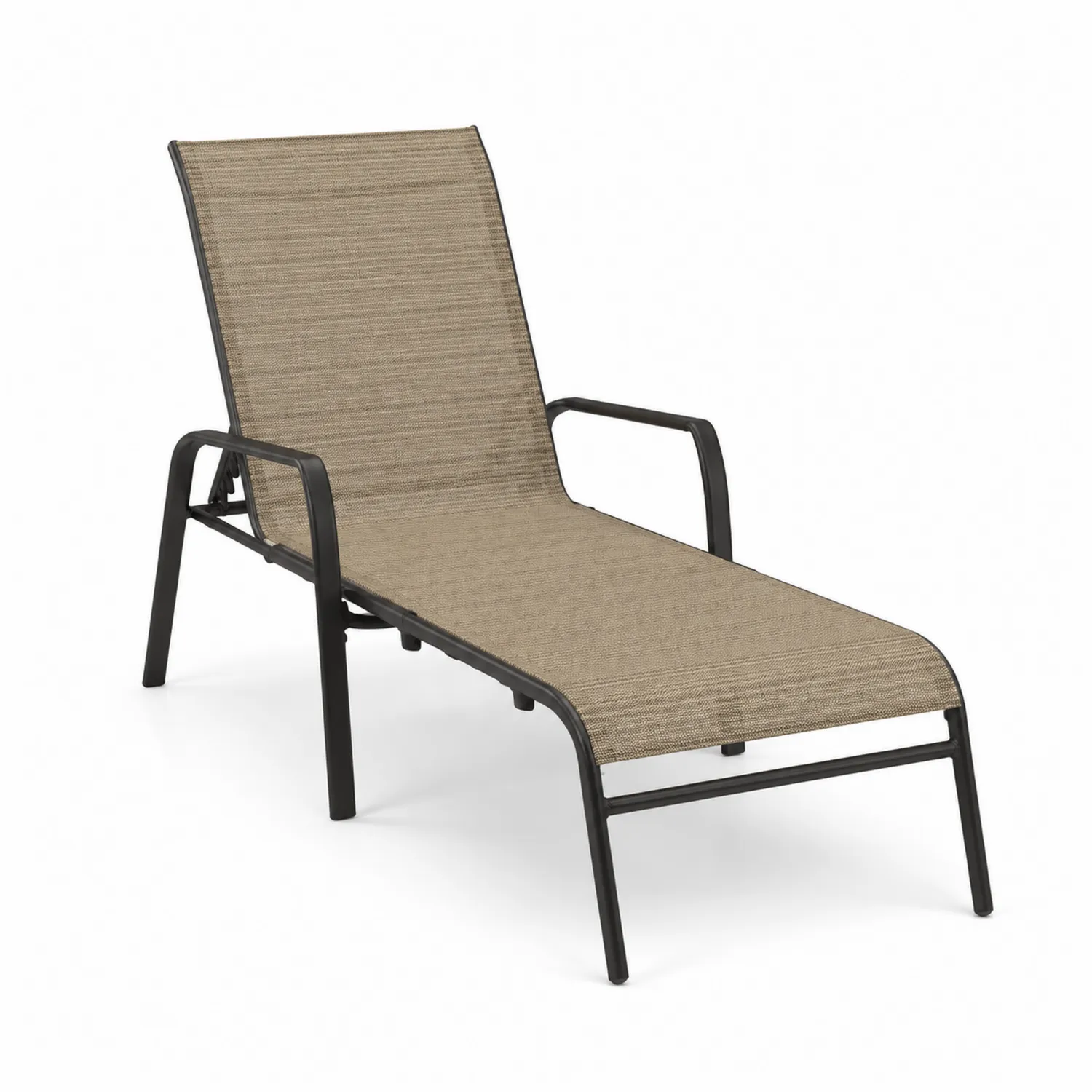 Chaise longue en aluminium et textilène beige-Belcouratelier