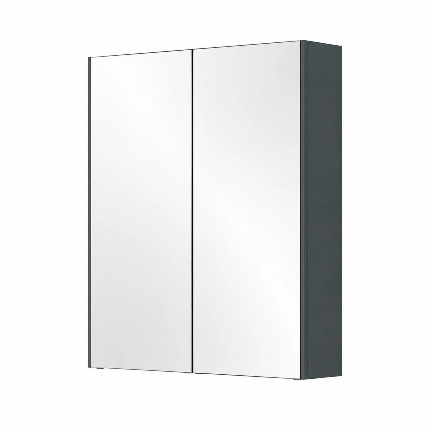 Armoire de salle de bain à double porte miroir en MDF Gris-Belcouratelier