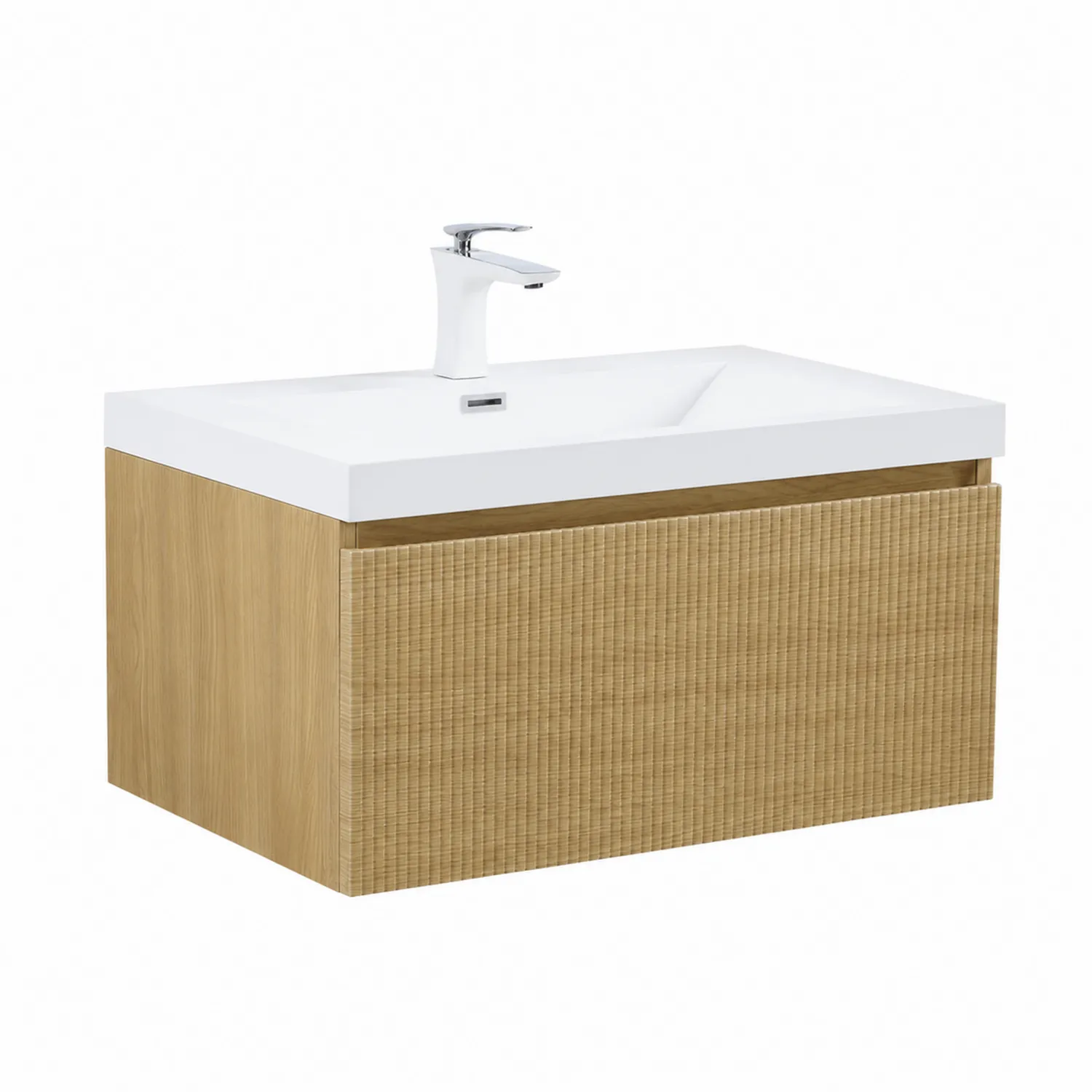 Meuble sous lavabo en bois avec vasque en résine 80x45x56 cm Chêne clair-Belcouratelier