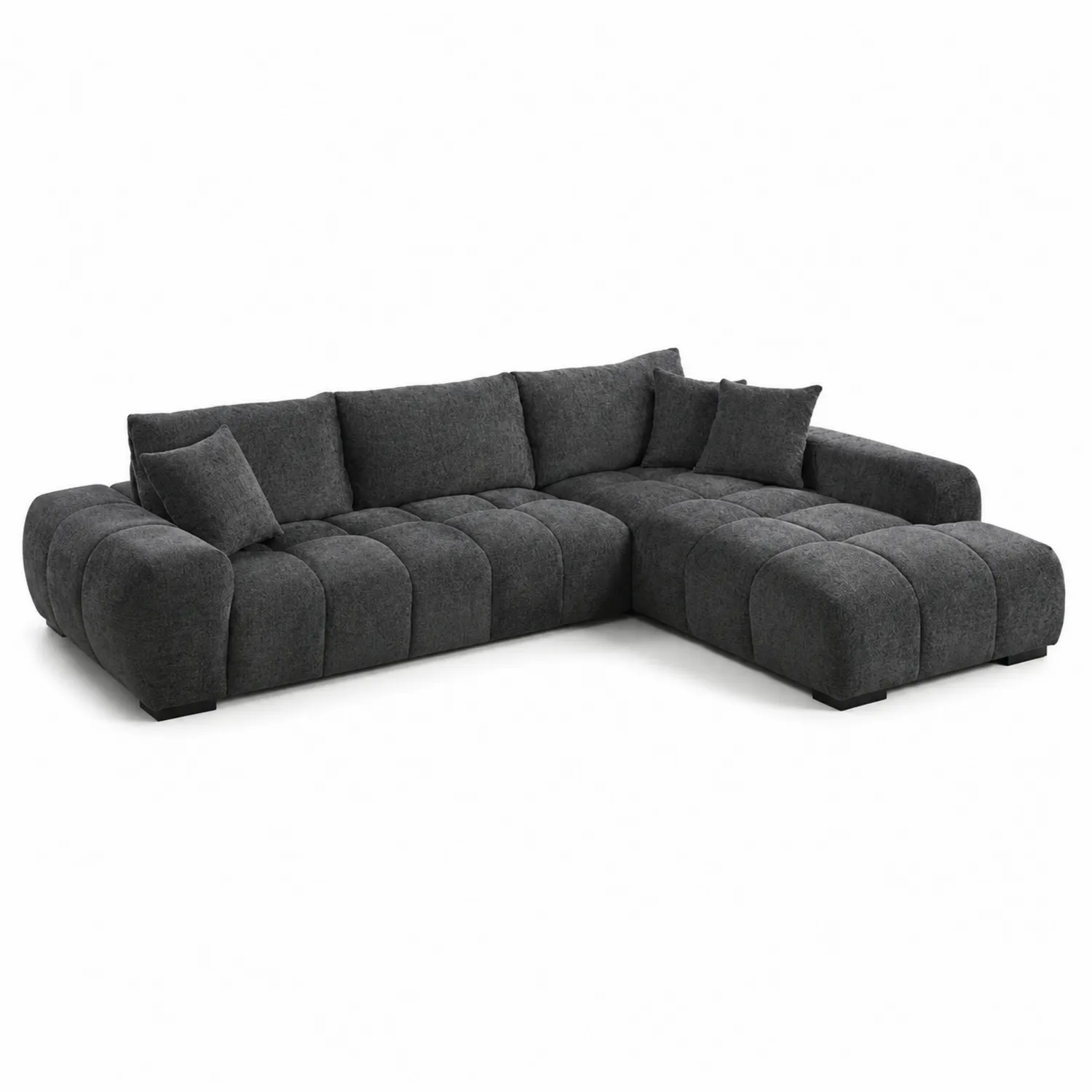Canapé d'angle en tissu gris anthracite-Belcouratelier