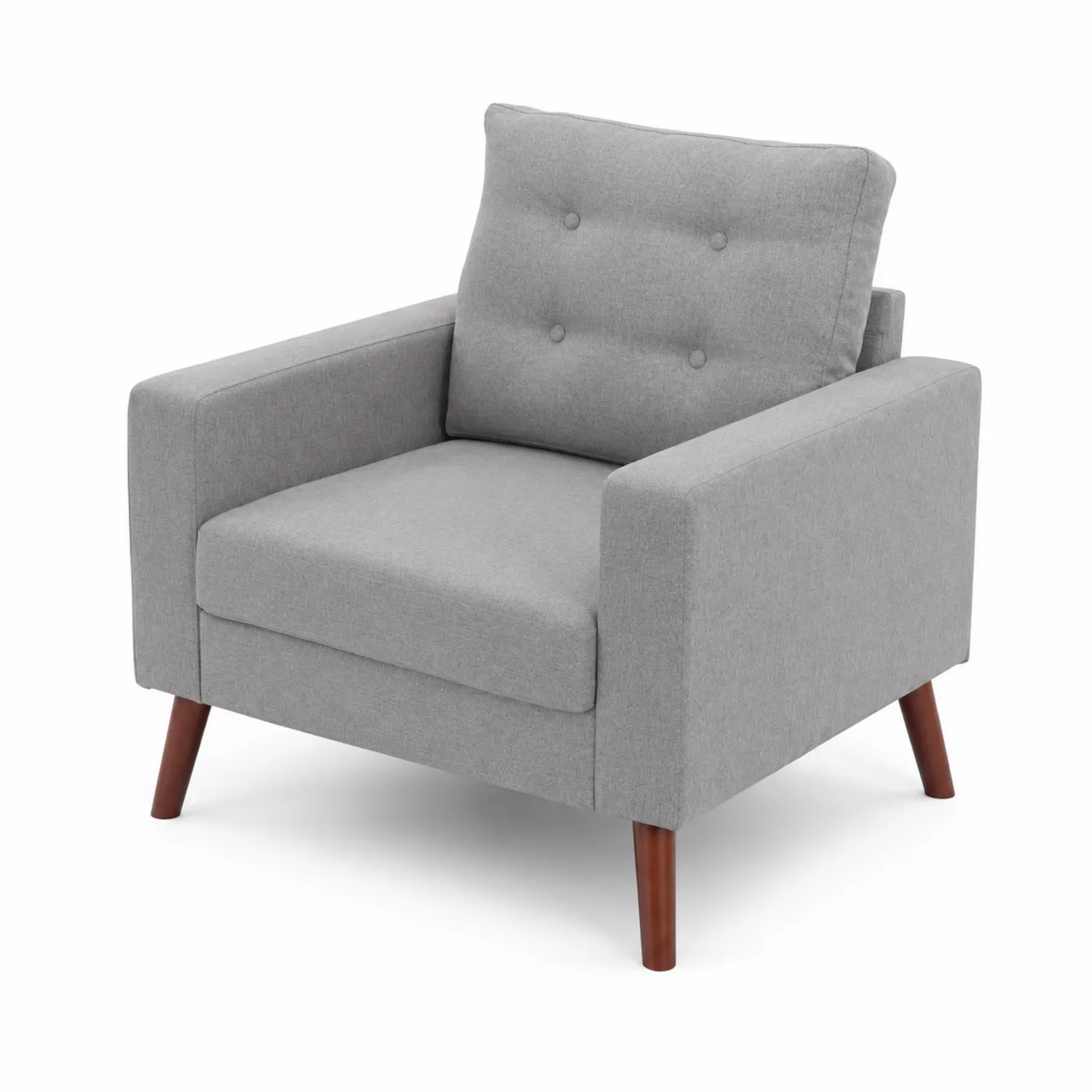 Fauteuil en tissu gris et bois-Belcouratelier