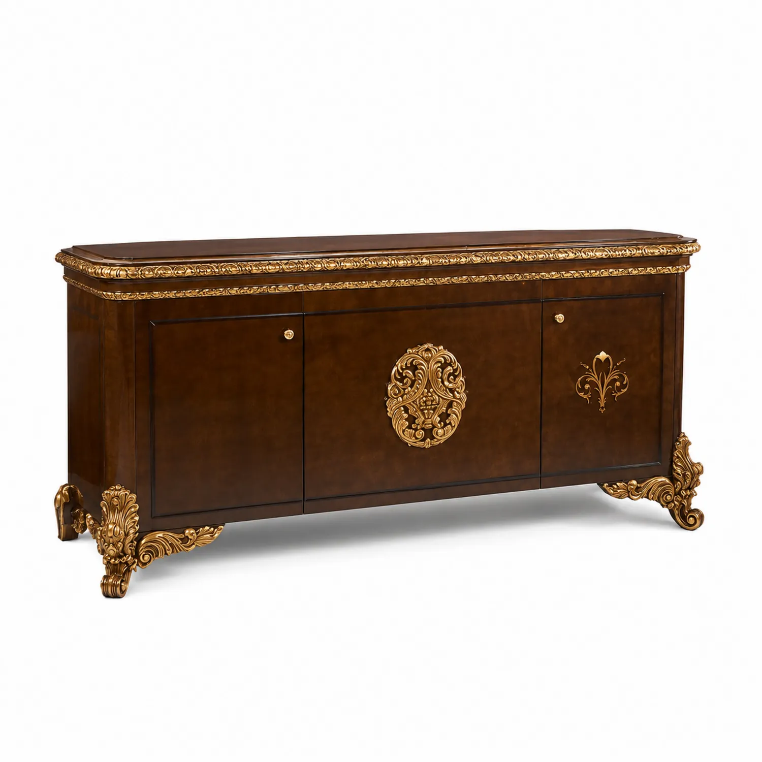 Buffet en bois avec détails dorés, 180 cm-Belcouratelier