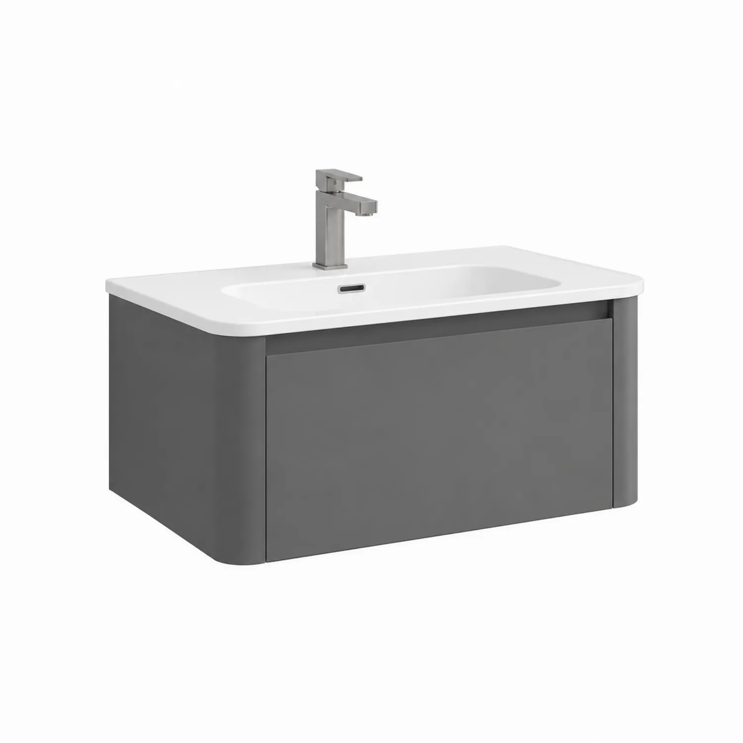 Meuble sous lavabo suspendu MDF Gris 80 cm avec vasque céramique émaillée-Belcouratelier