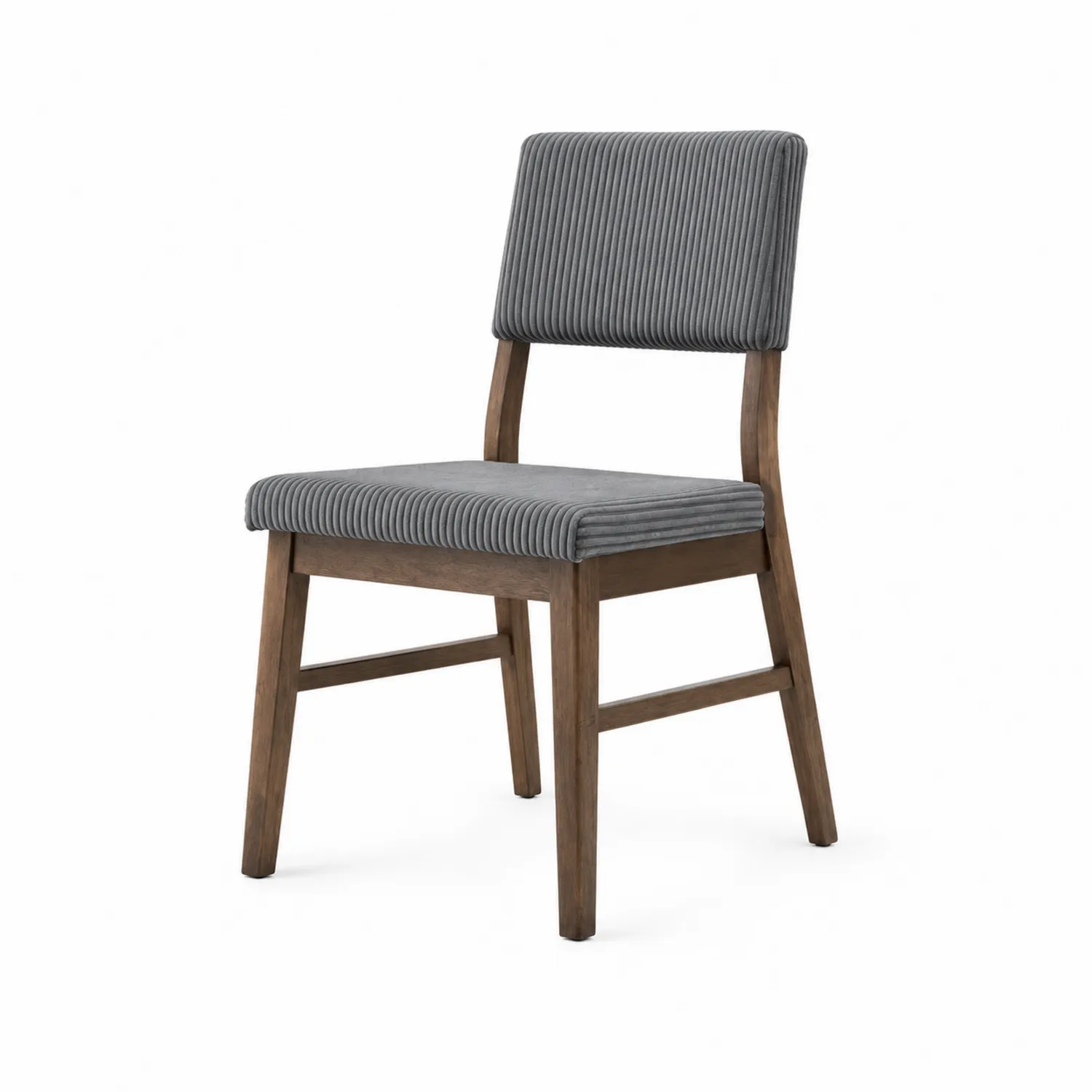 Chaise en bois avec revêtement en tissu côtelé gris-Belcouratelier