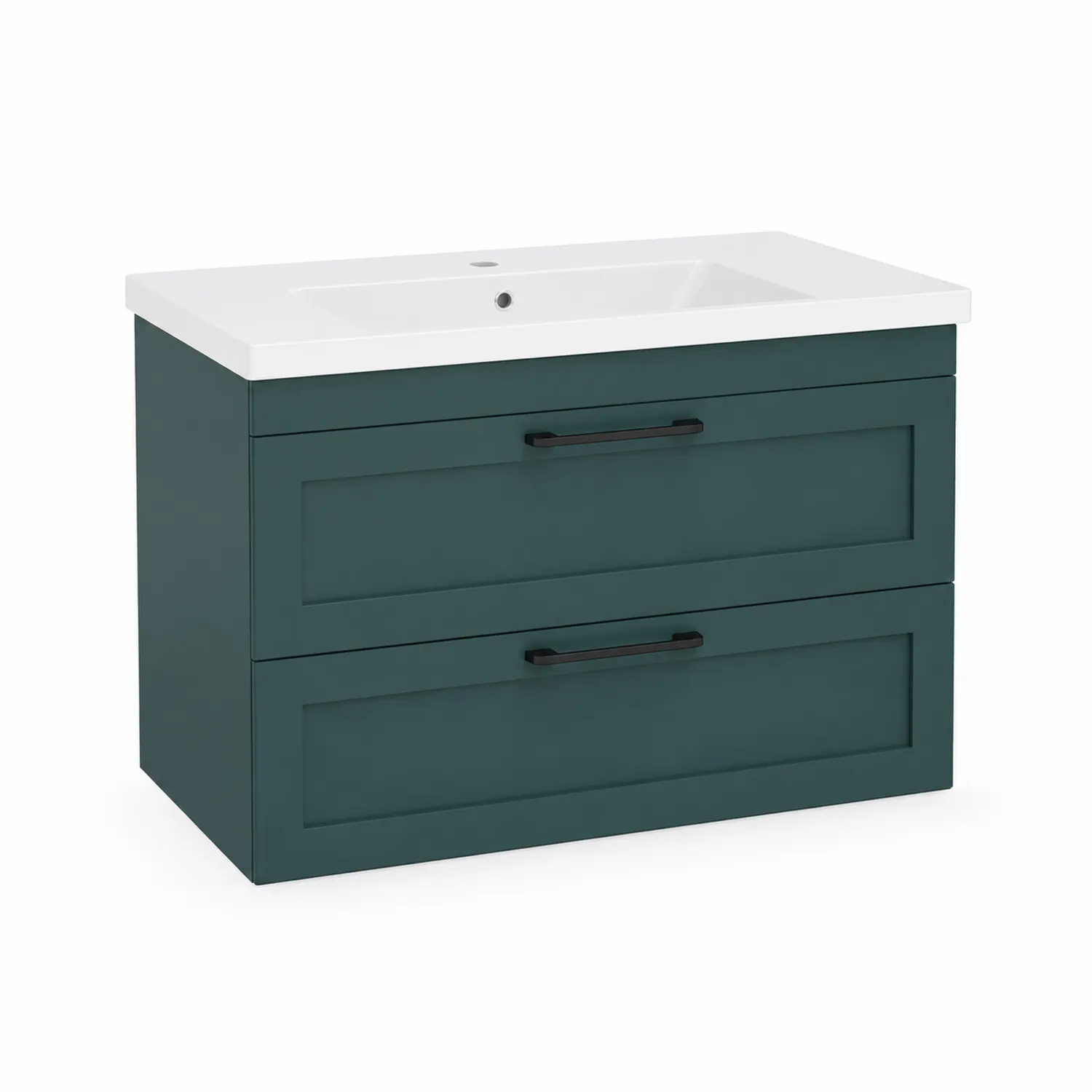 Meuble lavabo suspendu 2 tiroirs MDF Vert