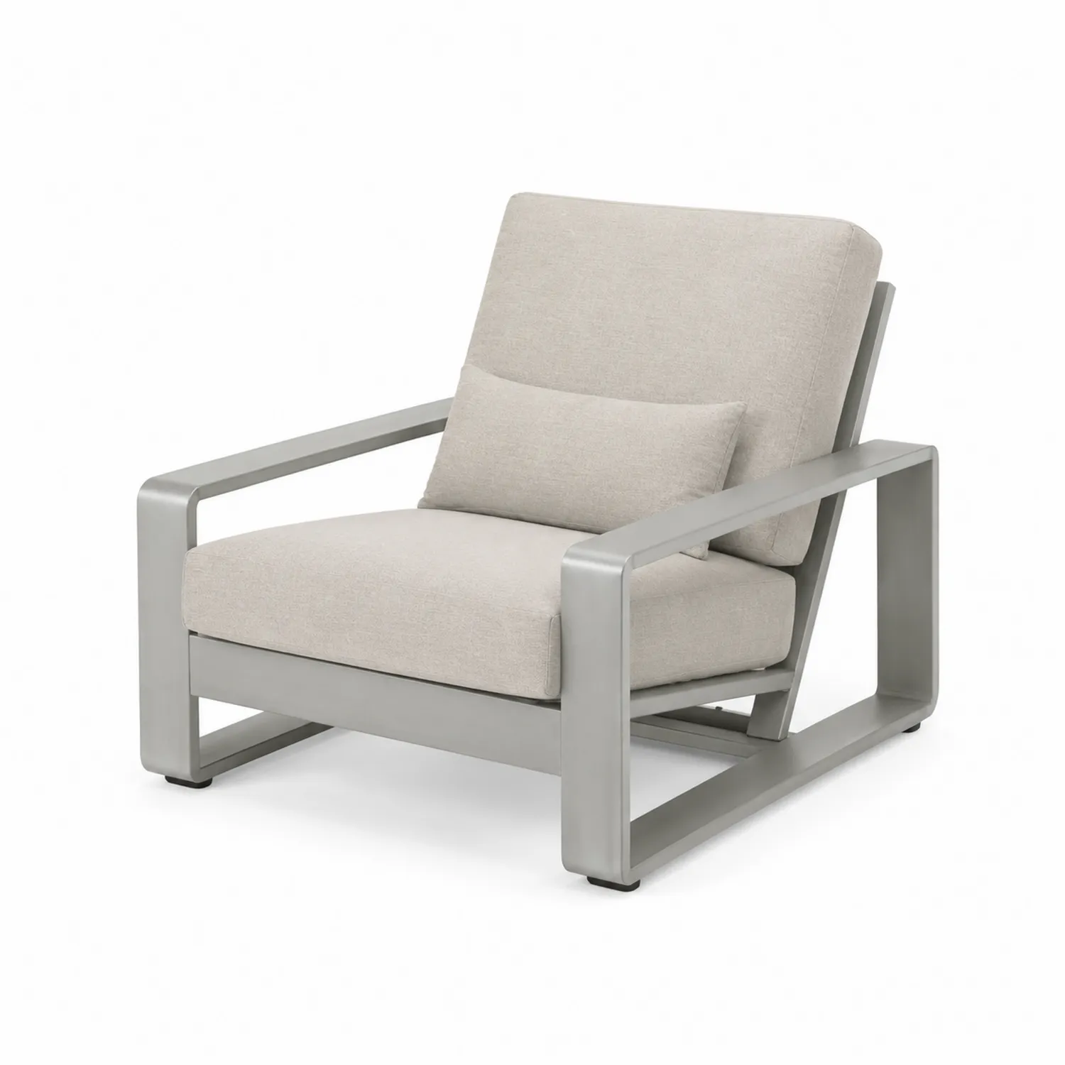 Fauteuil en aluminium avec coussin en polyester beige