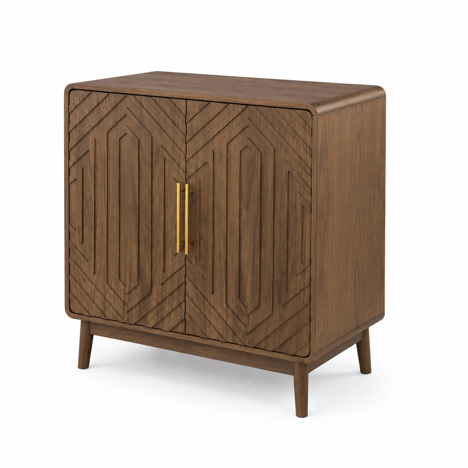Buffet en Bois Massif avec Poignées en Métal Doré 80x90x40 cm Marron