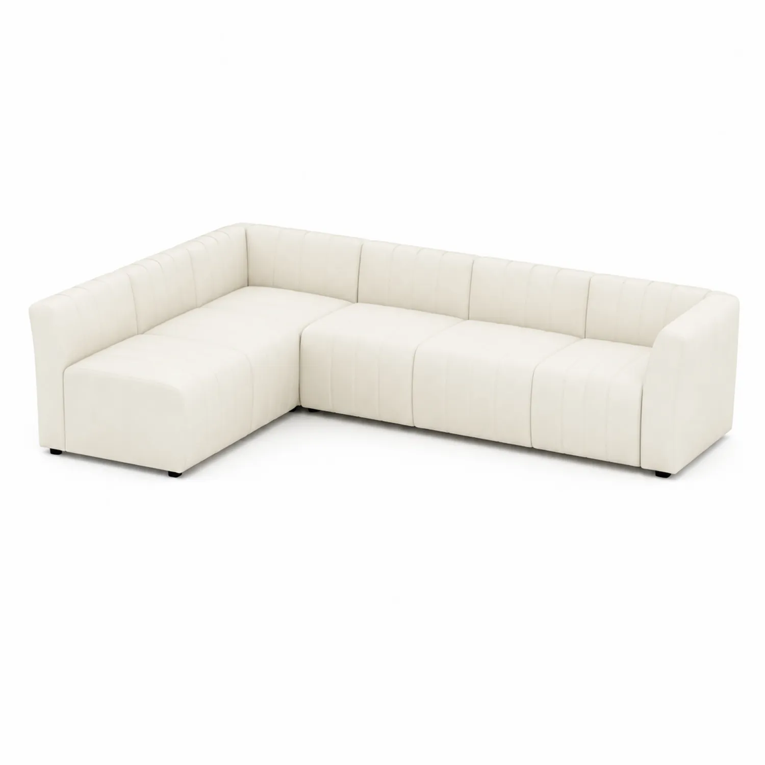 Canapé d'angle en cuir synthétique Crème 250x200x85 cm