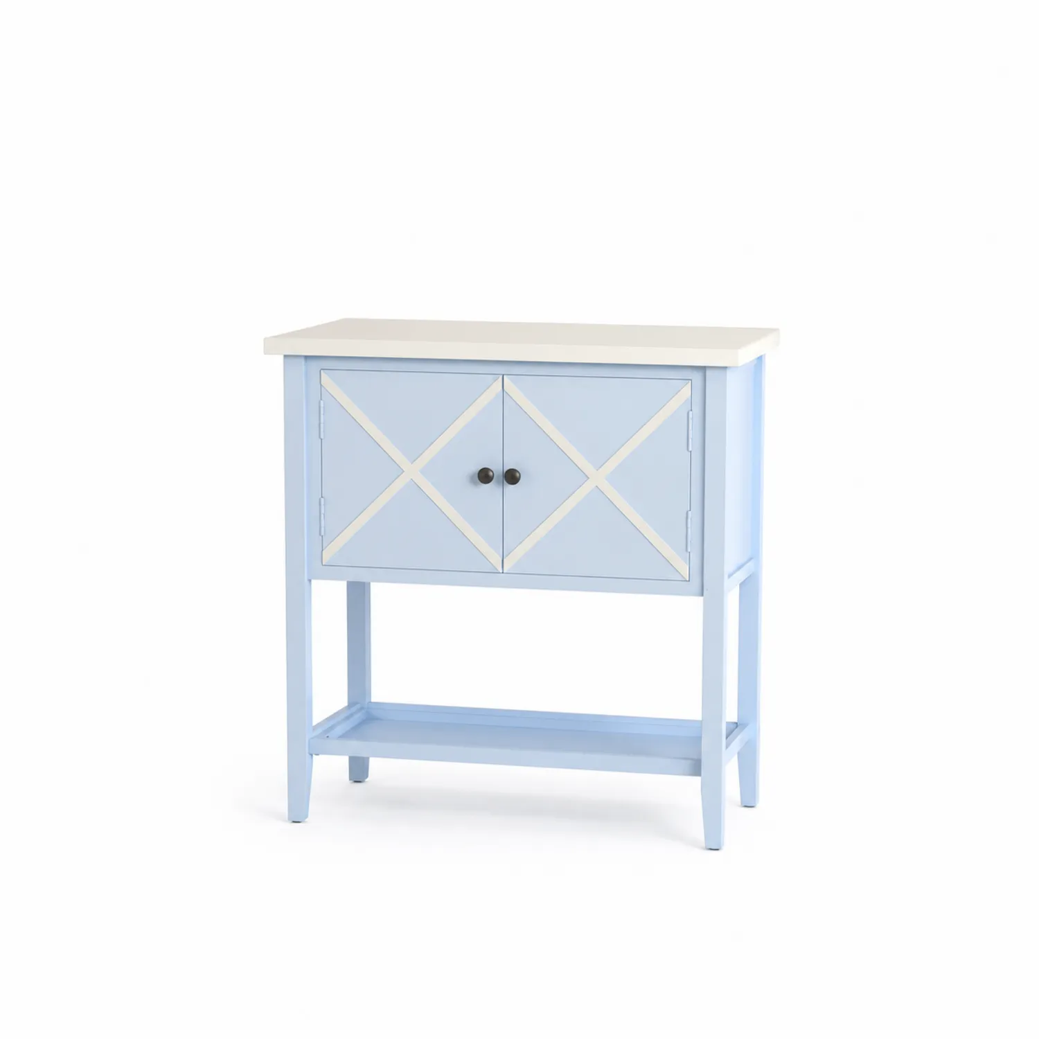 Buffet en bois MDF avec portes 80x30x75 cm Bleu/Blanc