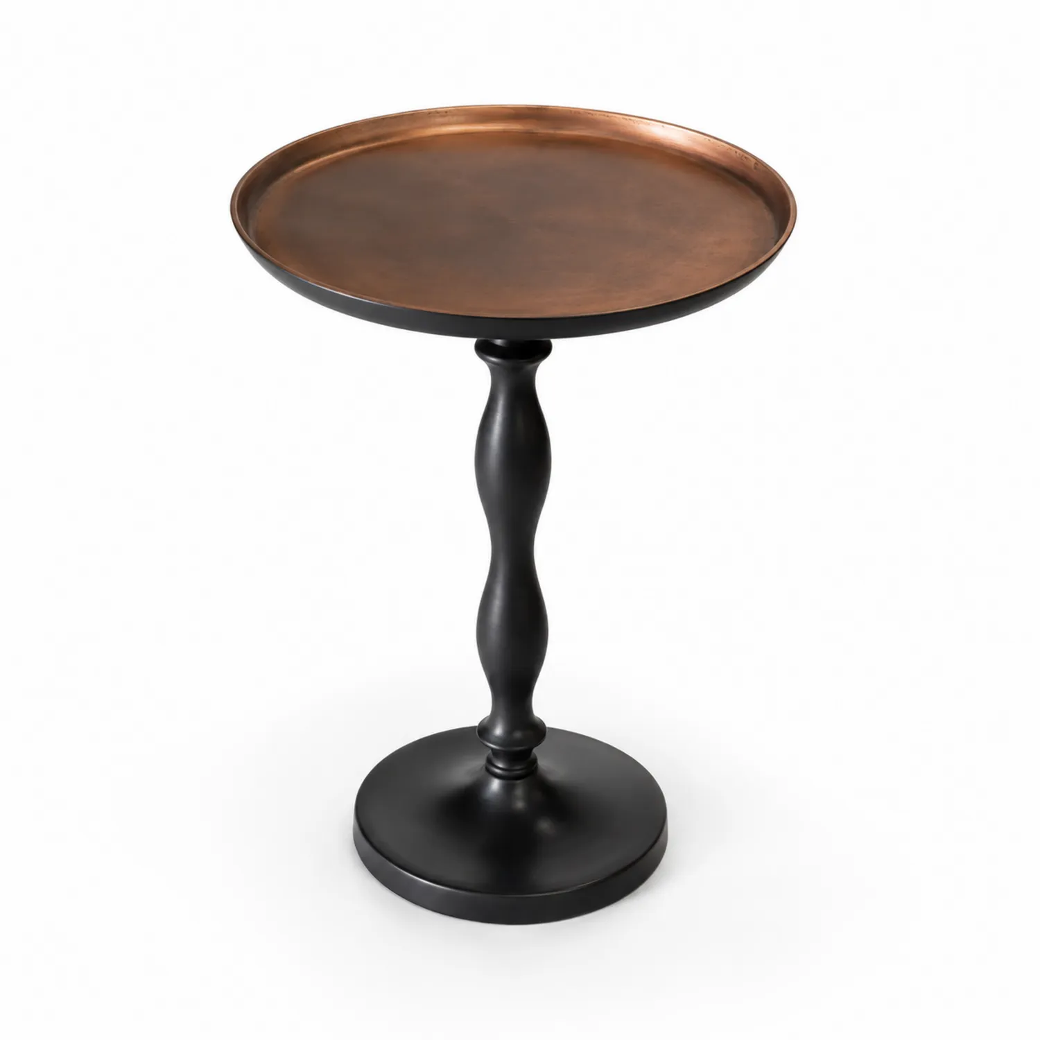 Table d'appoint en métal noir et cuivre