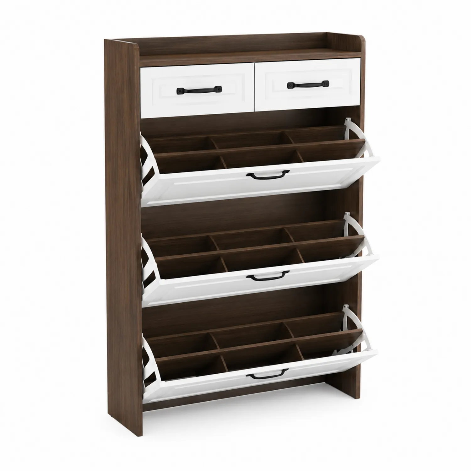 Armoire à chaussures en bois et métal Marron/Blanc