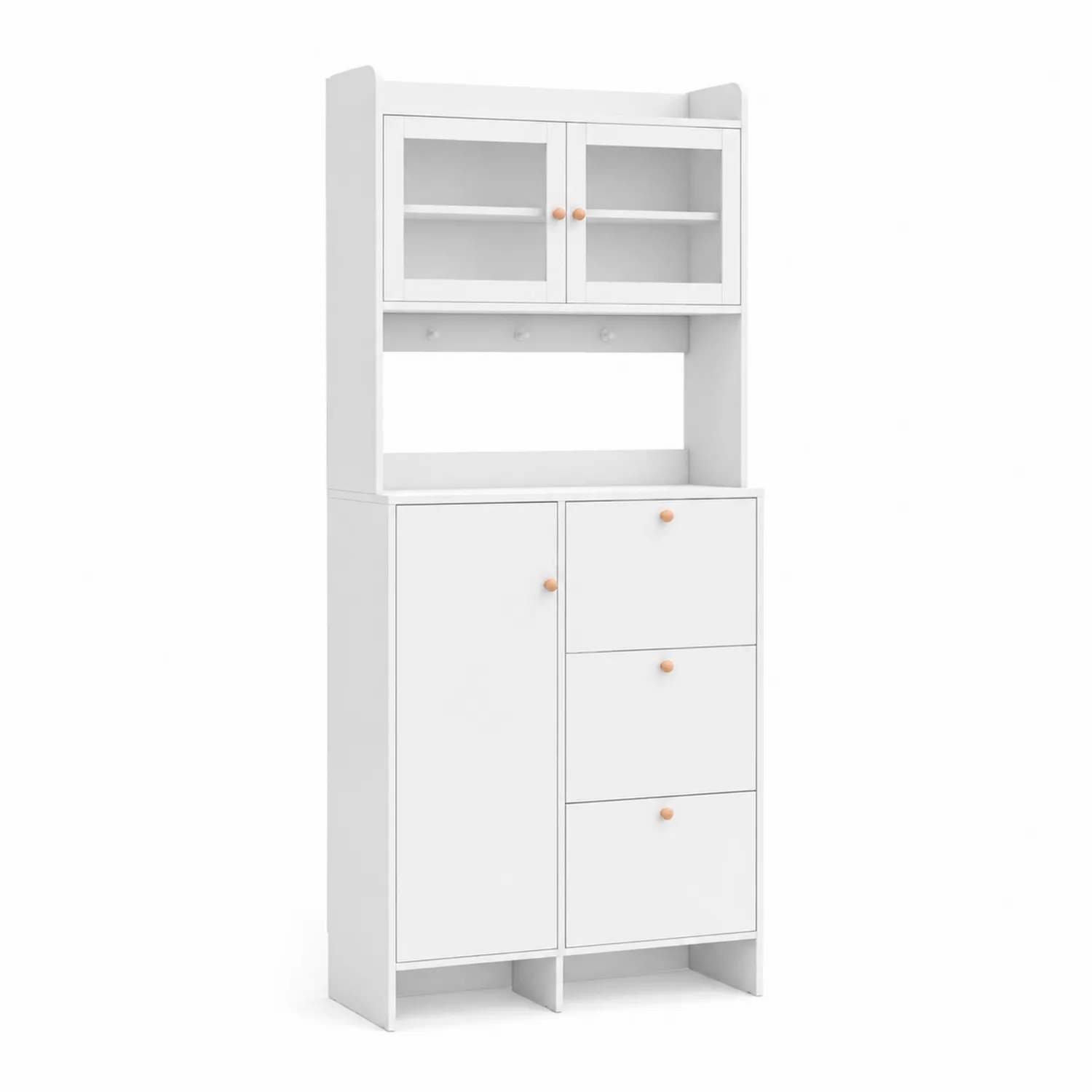 Meuble à chaussures en bois MDF blanc avec portes vitrées