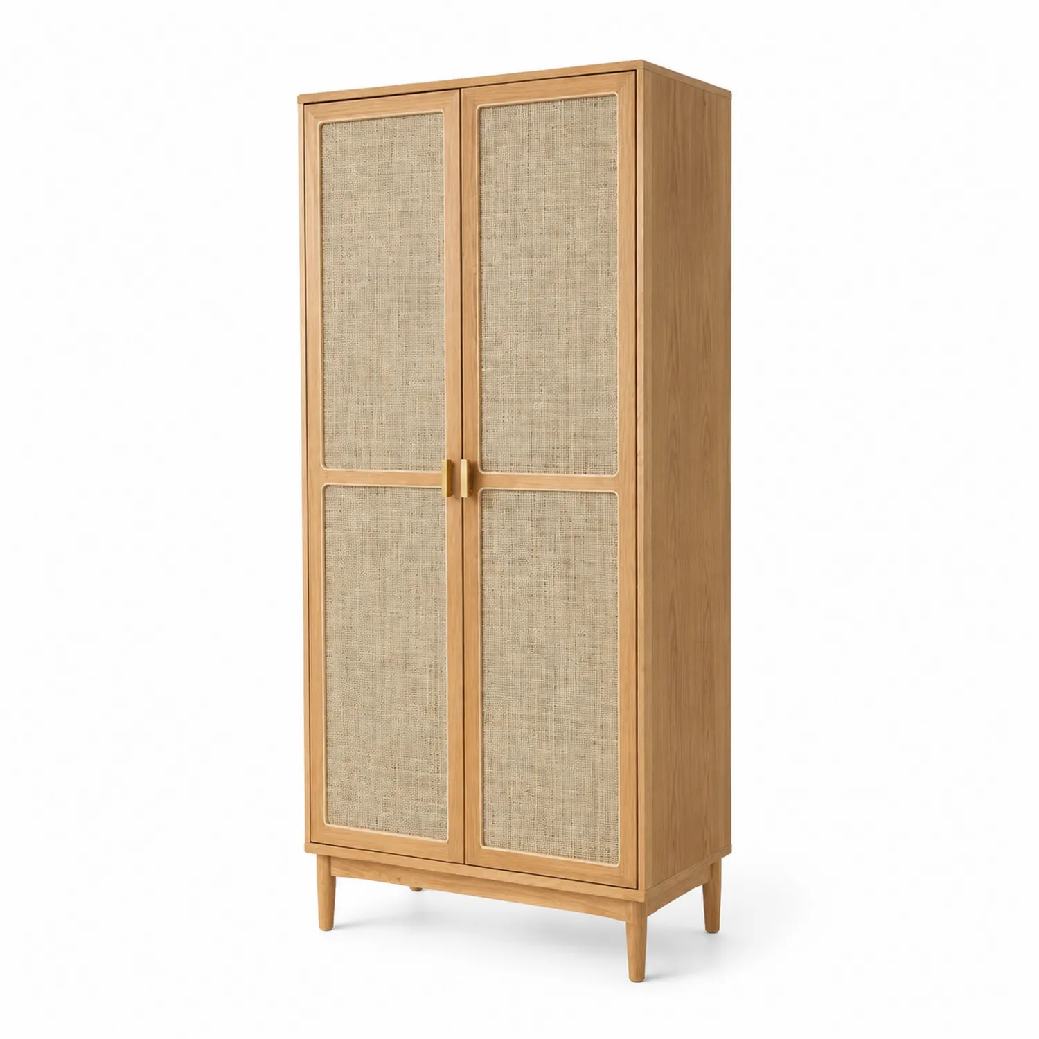 Armoire en bois avec portes en rotin