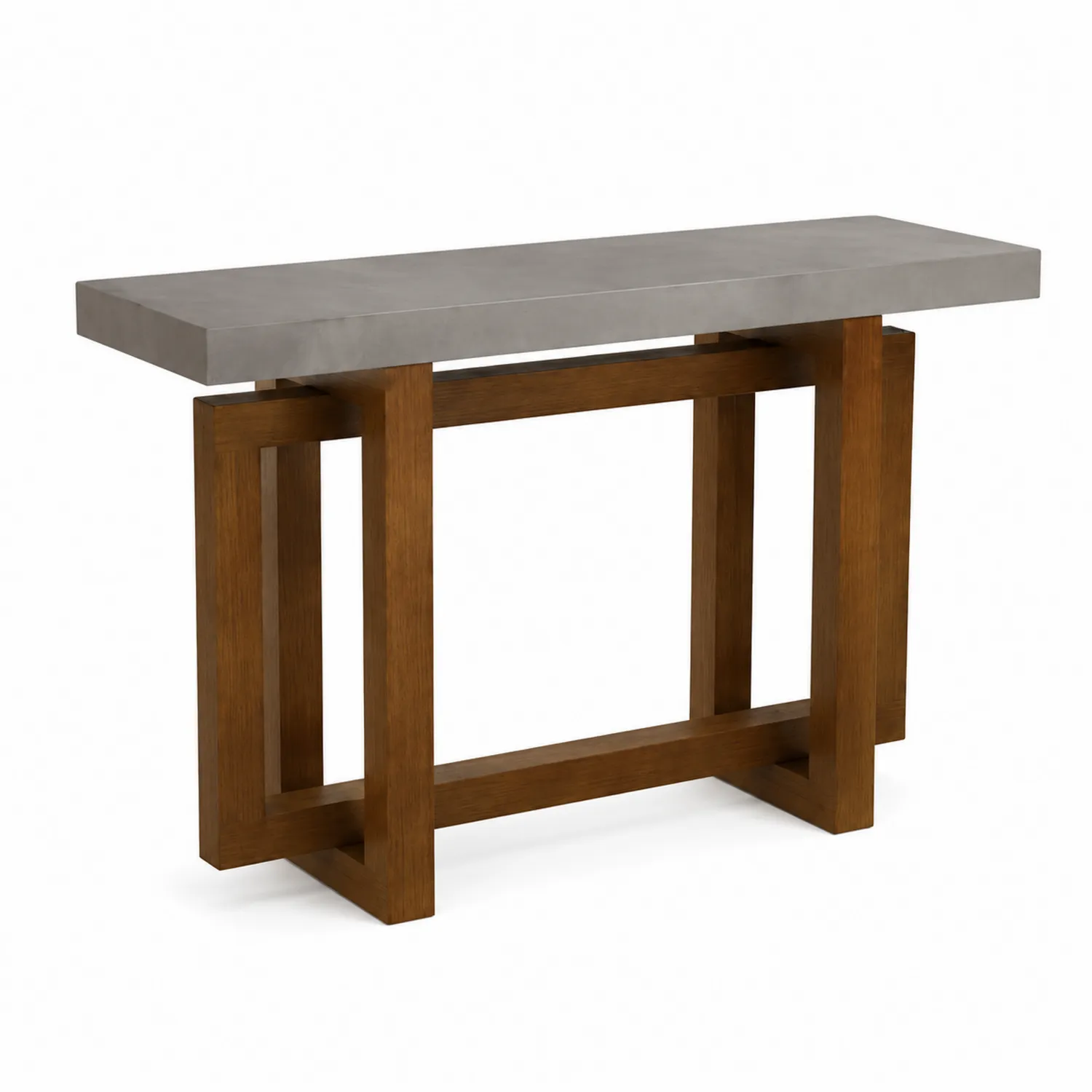 Console en bois massif et béton 120x35x80 cm Marron/Gris