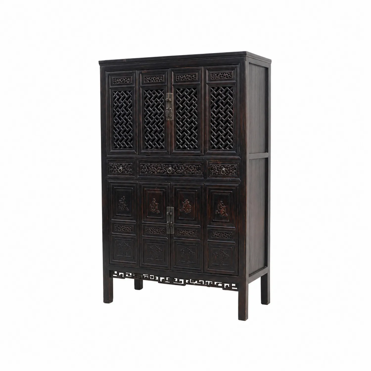 Buffet en bois sculpté marron foncé 180 cm