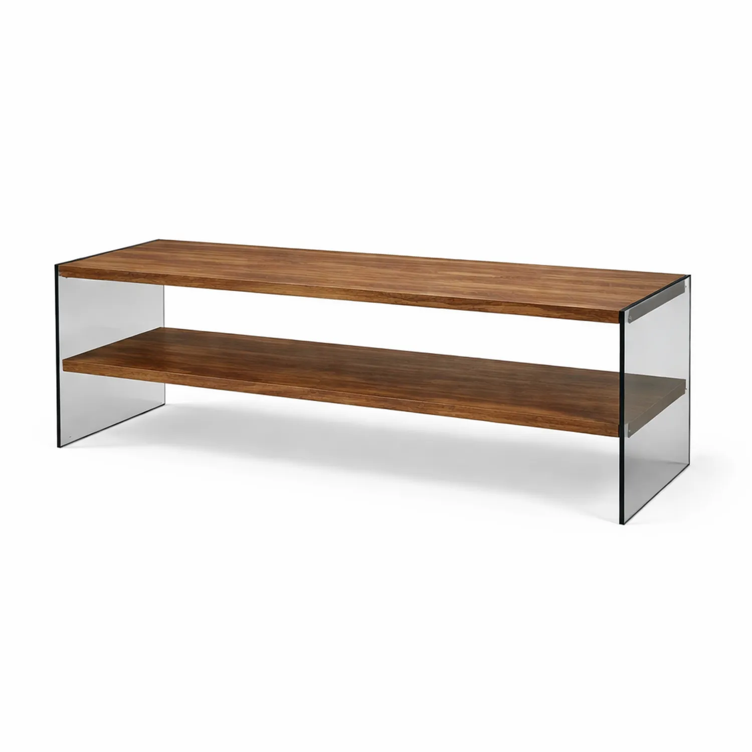 Meuble TV en bois et verre trempé