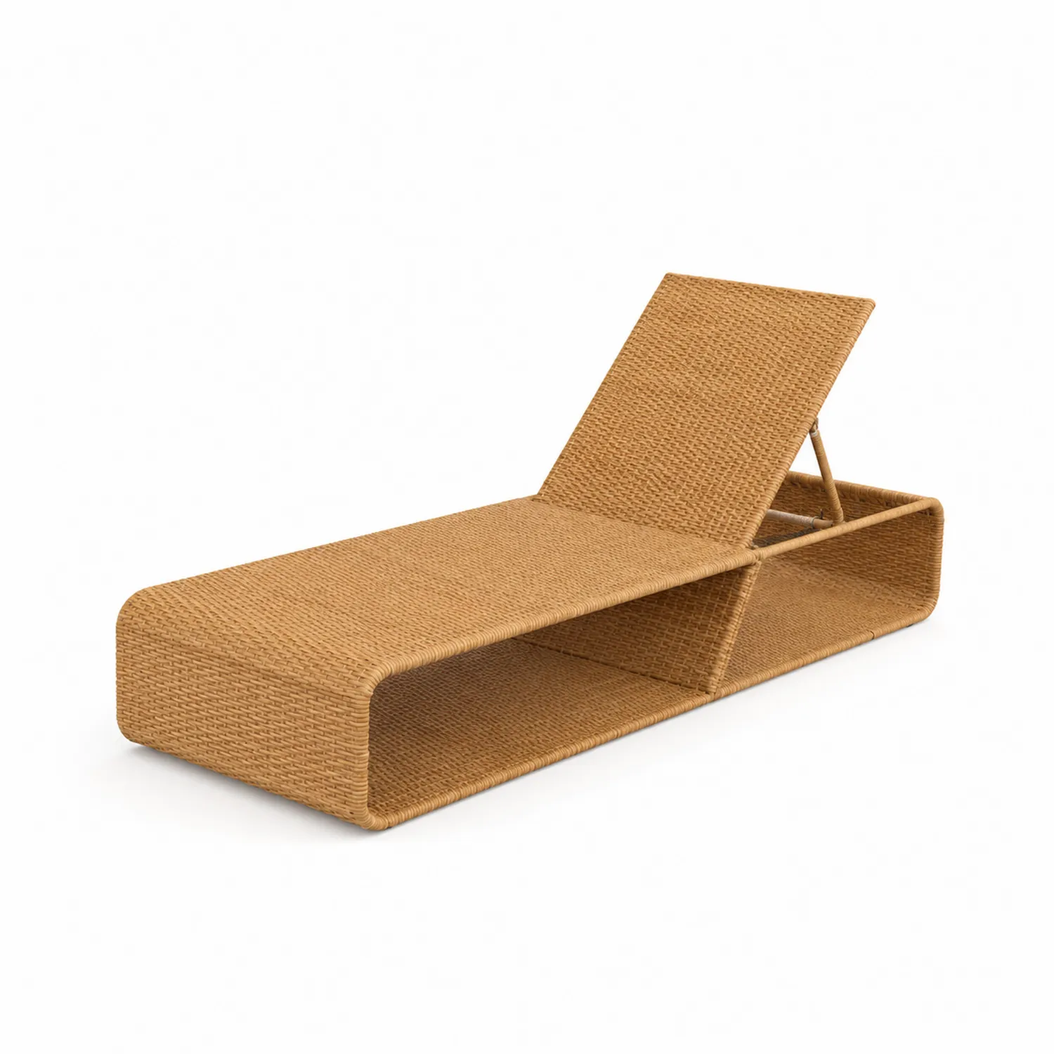 Chaise longue en résine tressée brun 200cm