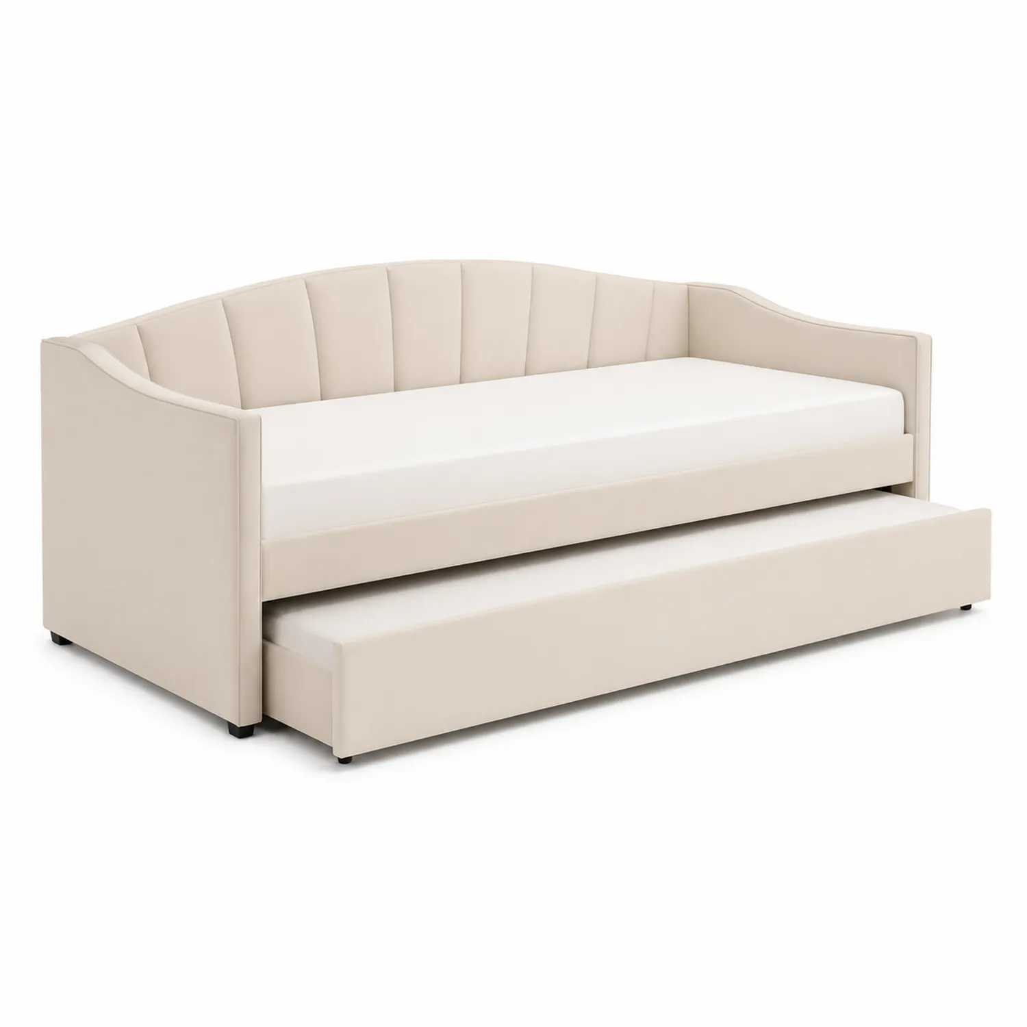 Lit de jour en tissu avec tiroir beige