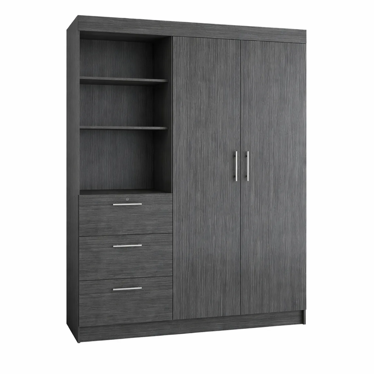 Armoire en bois avec étagères et tiroirs Gris Anthracite 120x200x50 cm