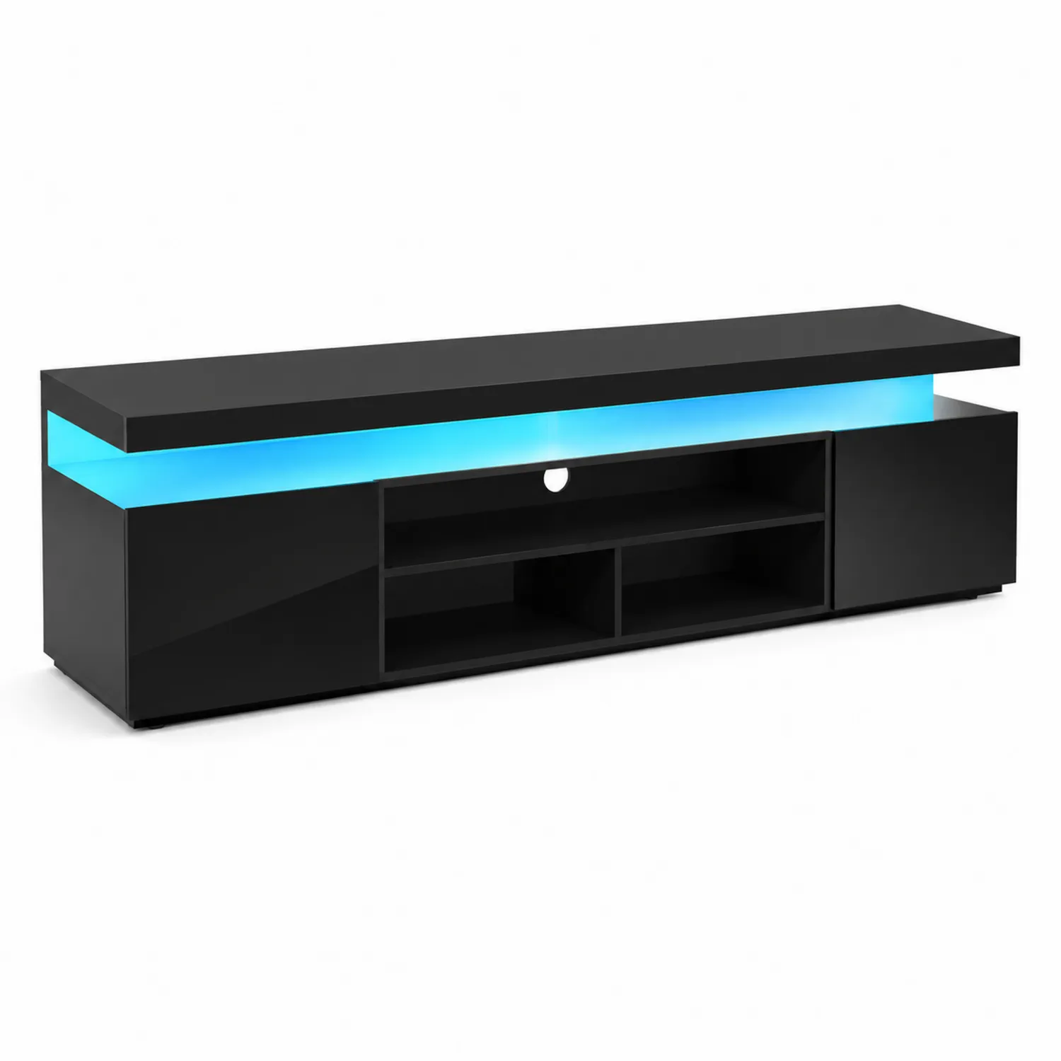 Meuble TV en MDF avec LED intégrée 160 cm Noir