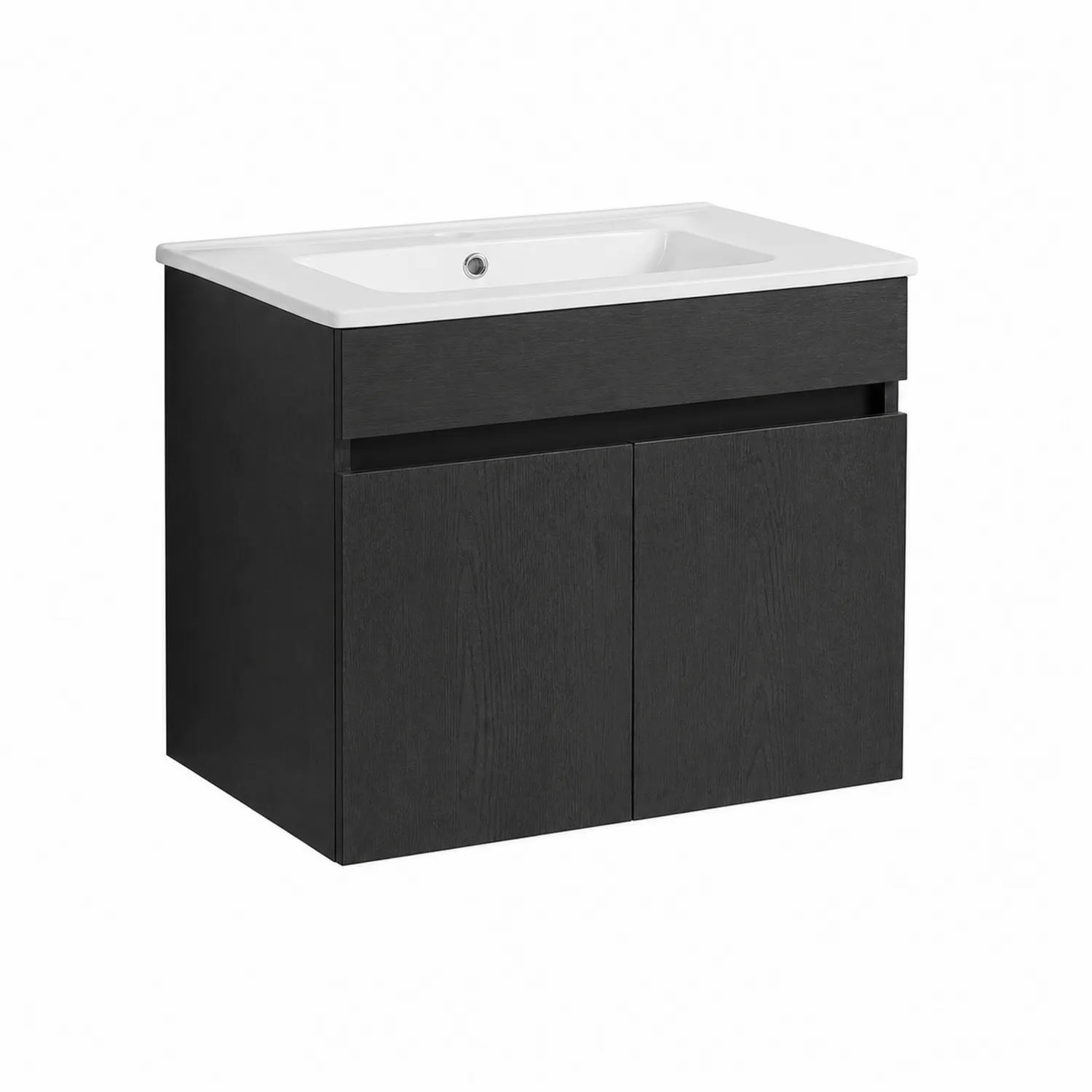 Meuble lavabo en bois MDF avec vasque en céramique Noir 80x45x60 cm