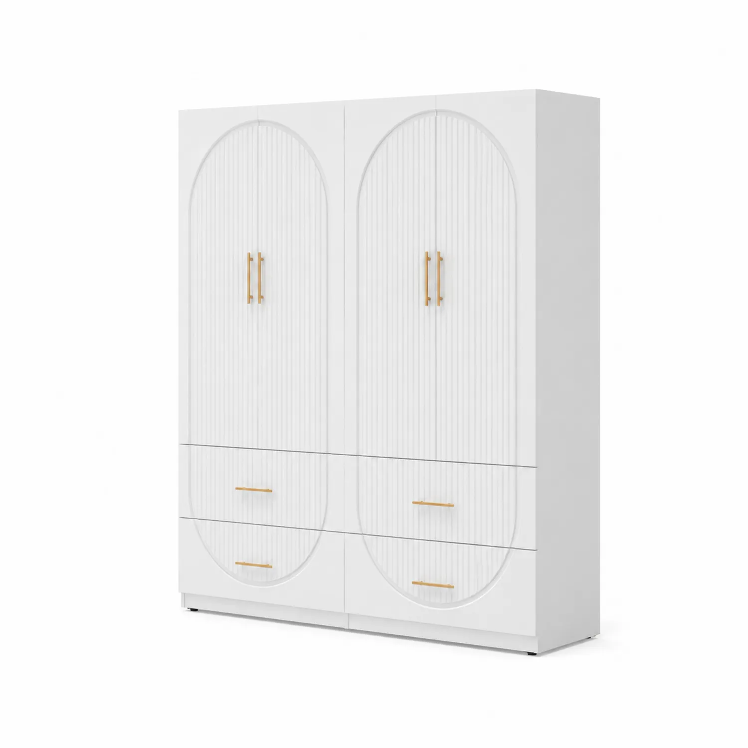 Armoire MDF Blanc avec Poignées Dorées 180x200x60 cm