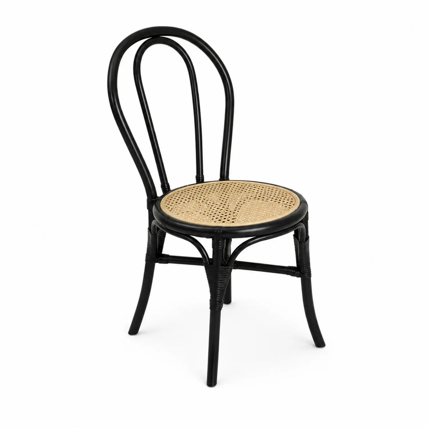 Chaise en bois et rotin noir