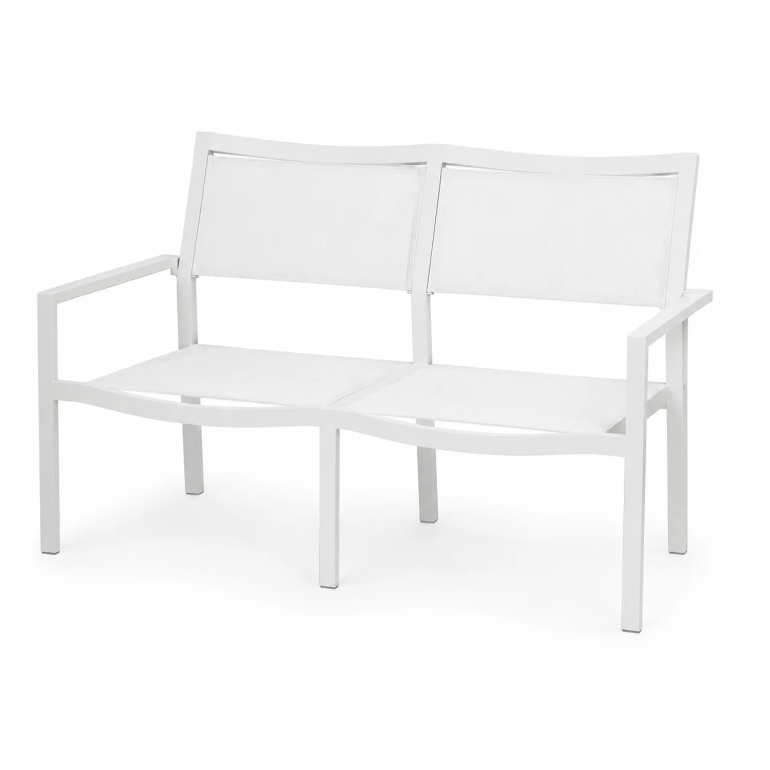 Banc de jardin en métal blanc 2 places