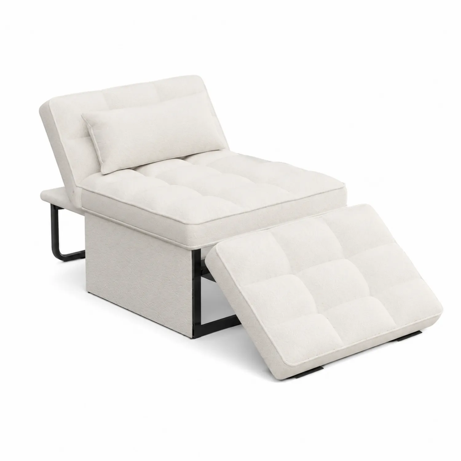 Chaise longue en tissu avec repose-pieds réglable Crème