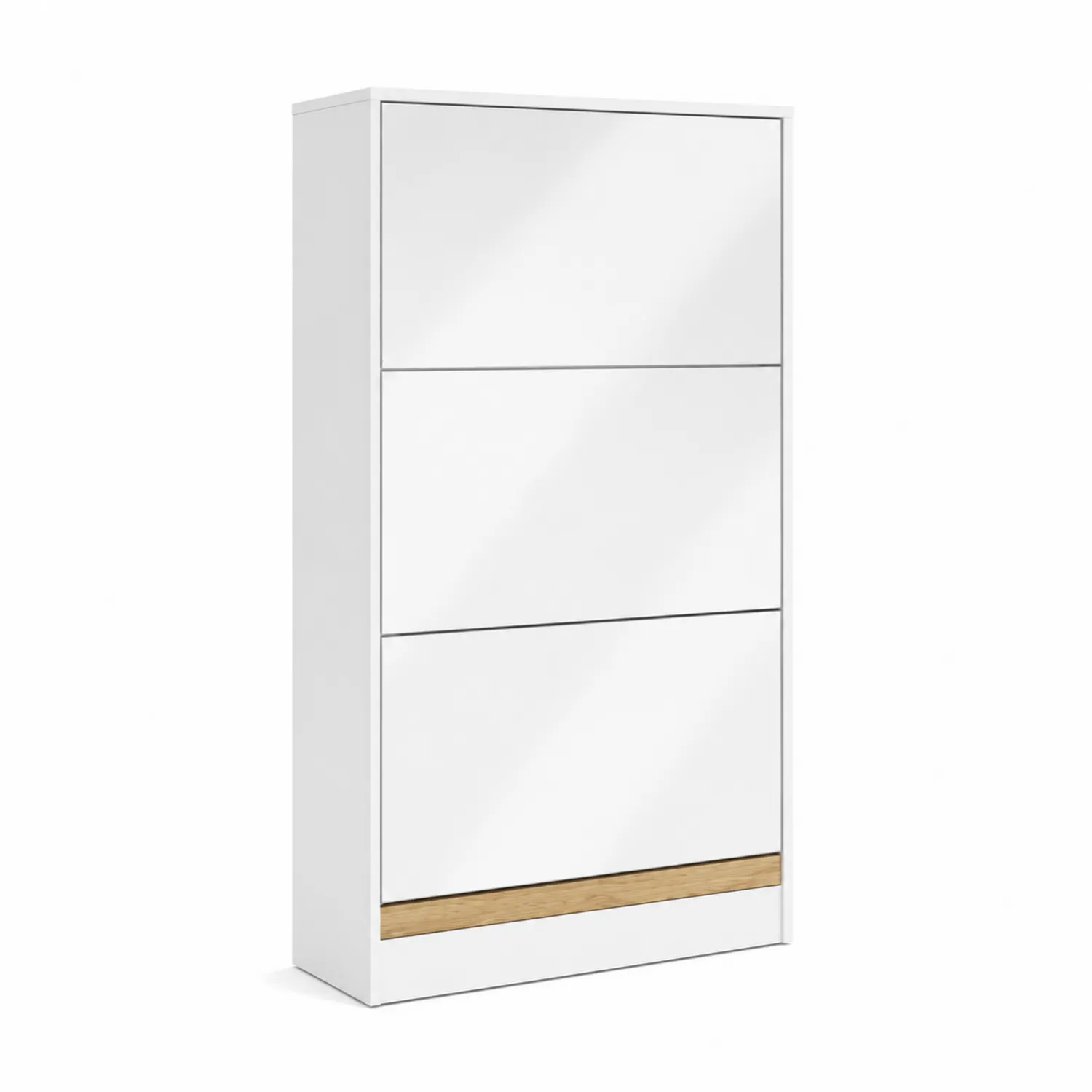 Armoire à chaussures en bois MDF Blanc avec bande en chêne