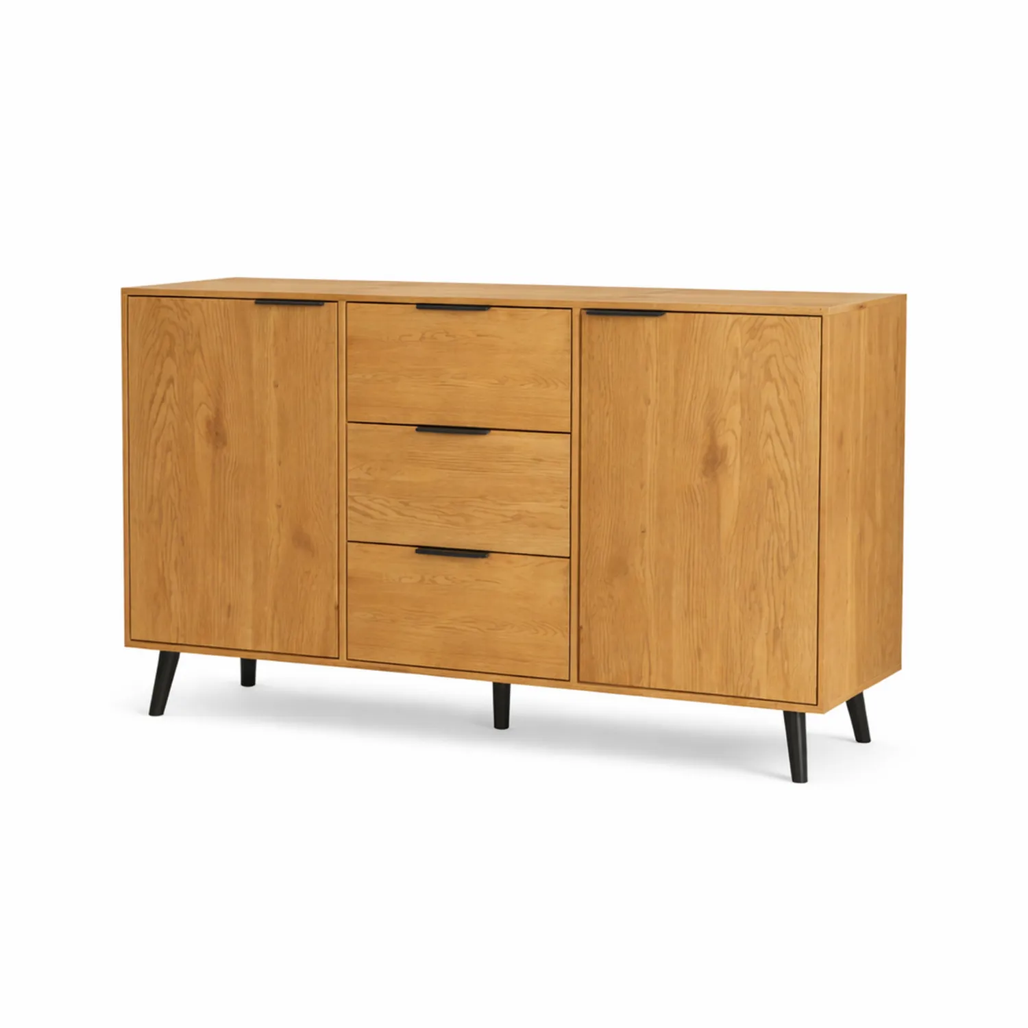 Buffet en Bois 3 Tiroirs 2 Portes Naturel