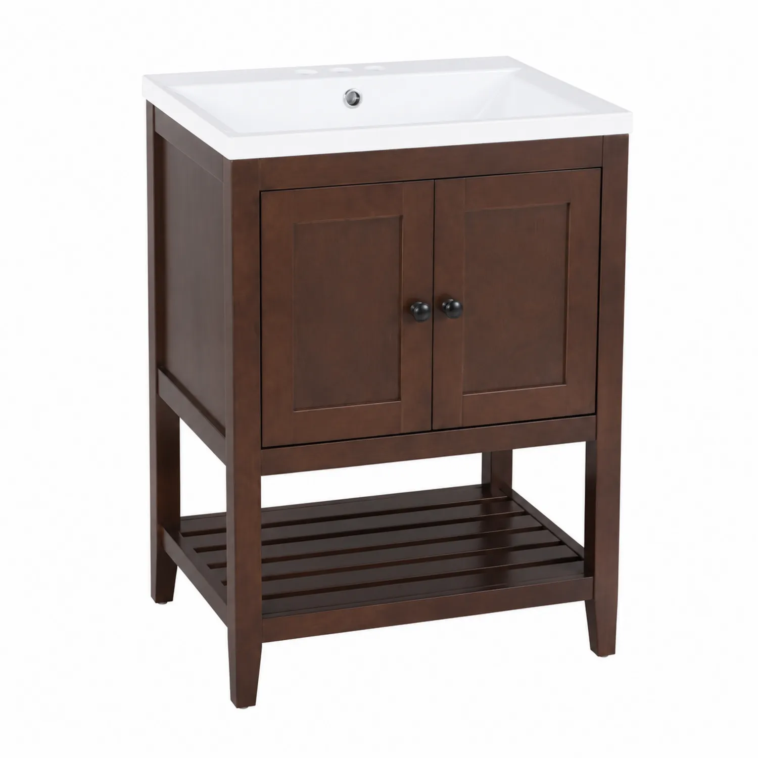Meuble sous lavabo en bois avec vasque en céramique