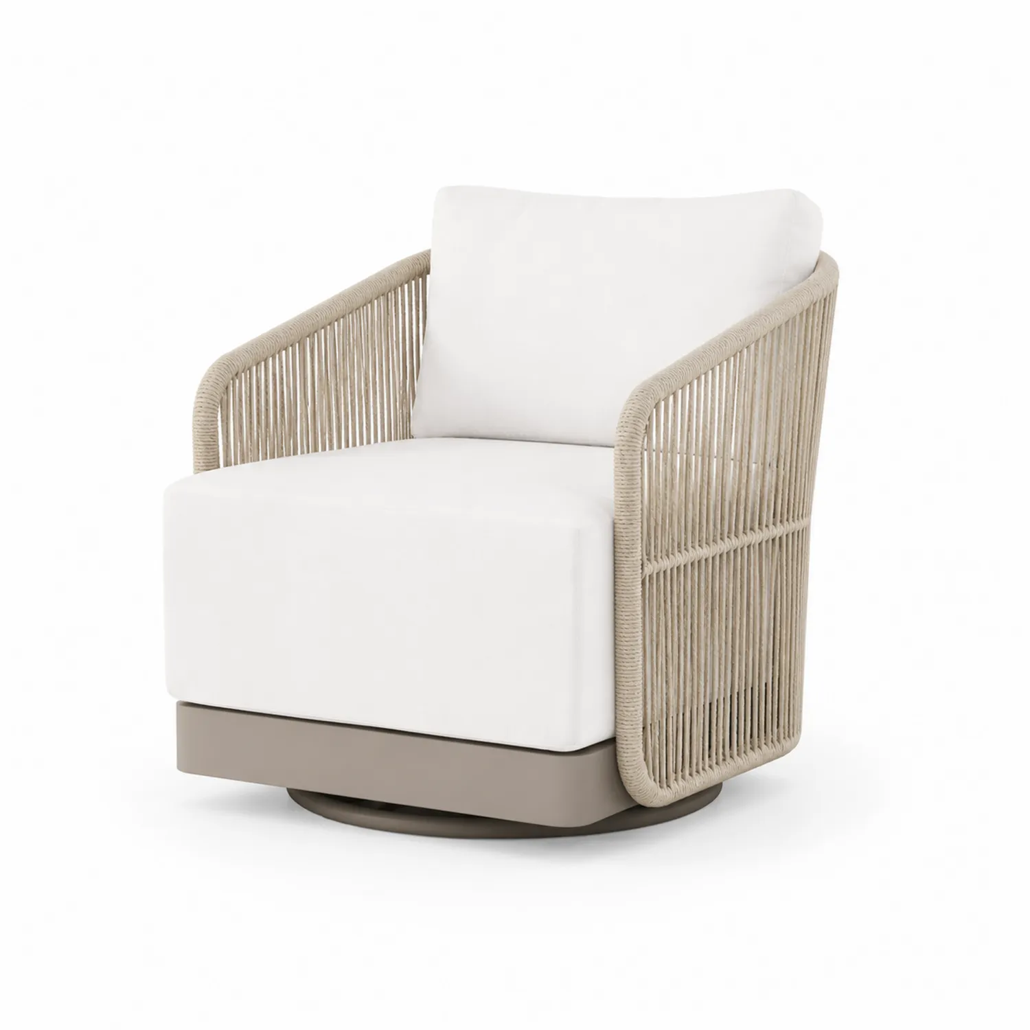 Fauteuil rotatif en corde avec coussins 70x70x75 cm Beige/Blanc
