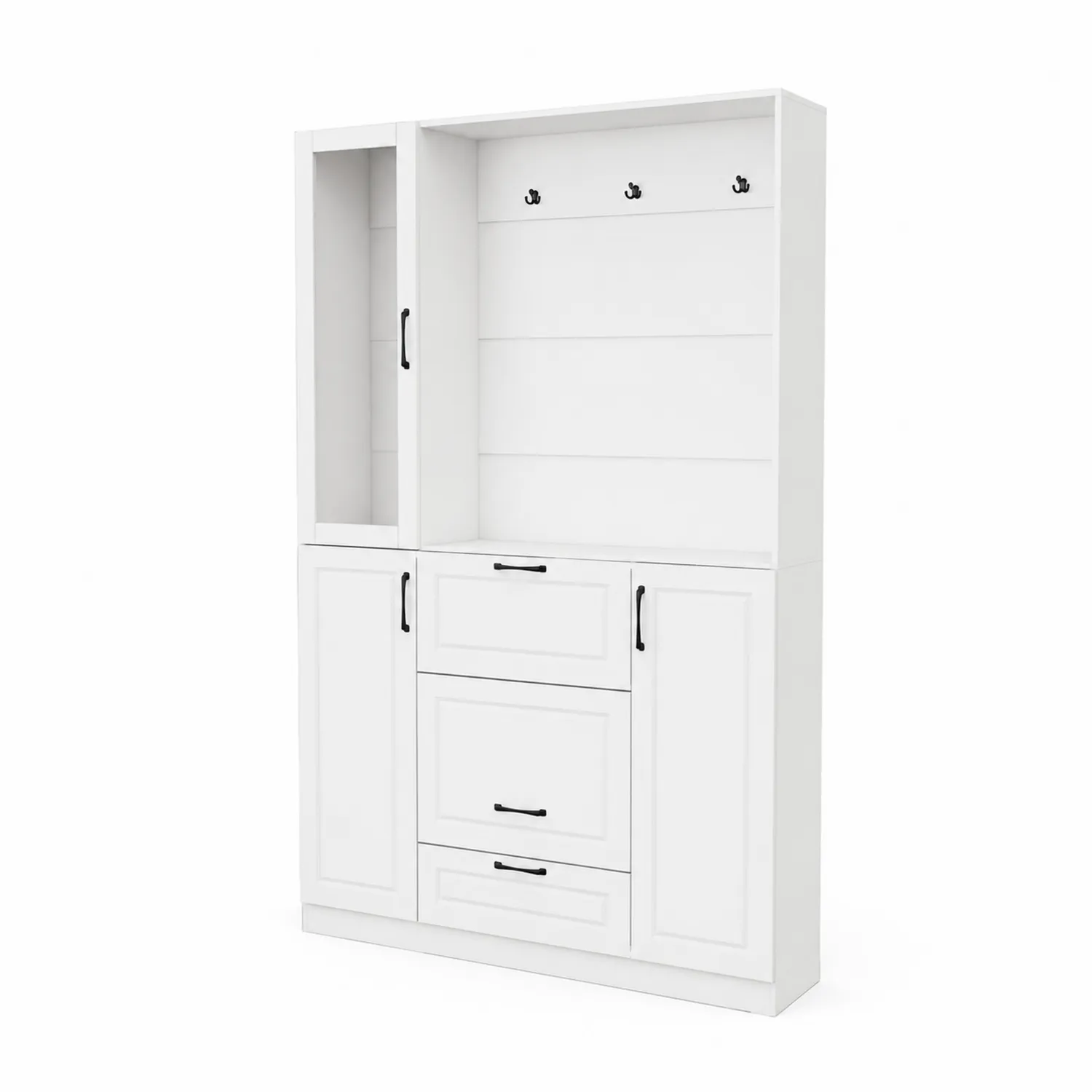 Meuble Porte-Manteaux en Bois Blanc avec Crochets 180x35x200 cm