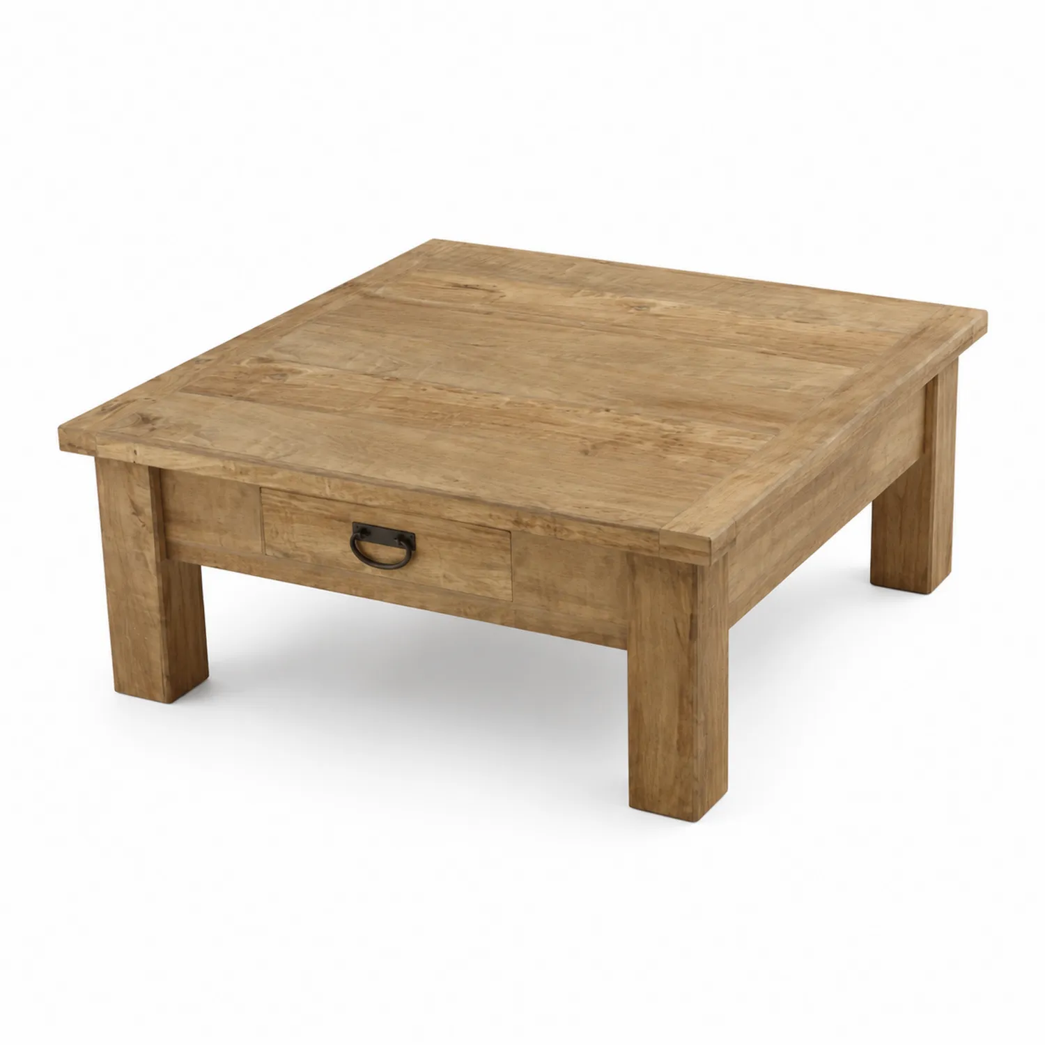 Table basse carrée en bois avec tiroir 90x90 cm
