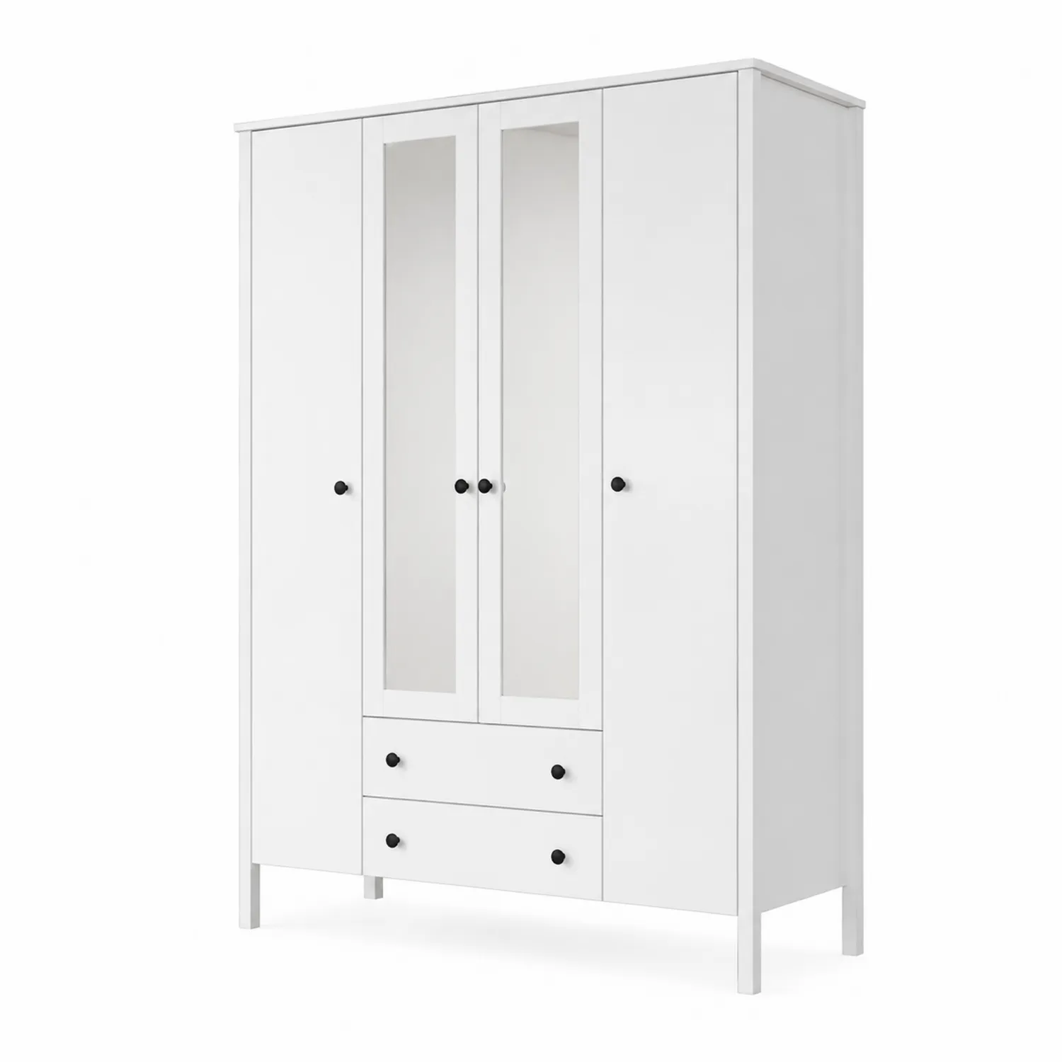 Armoire en bois blanc avec miroirs et tiroirs