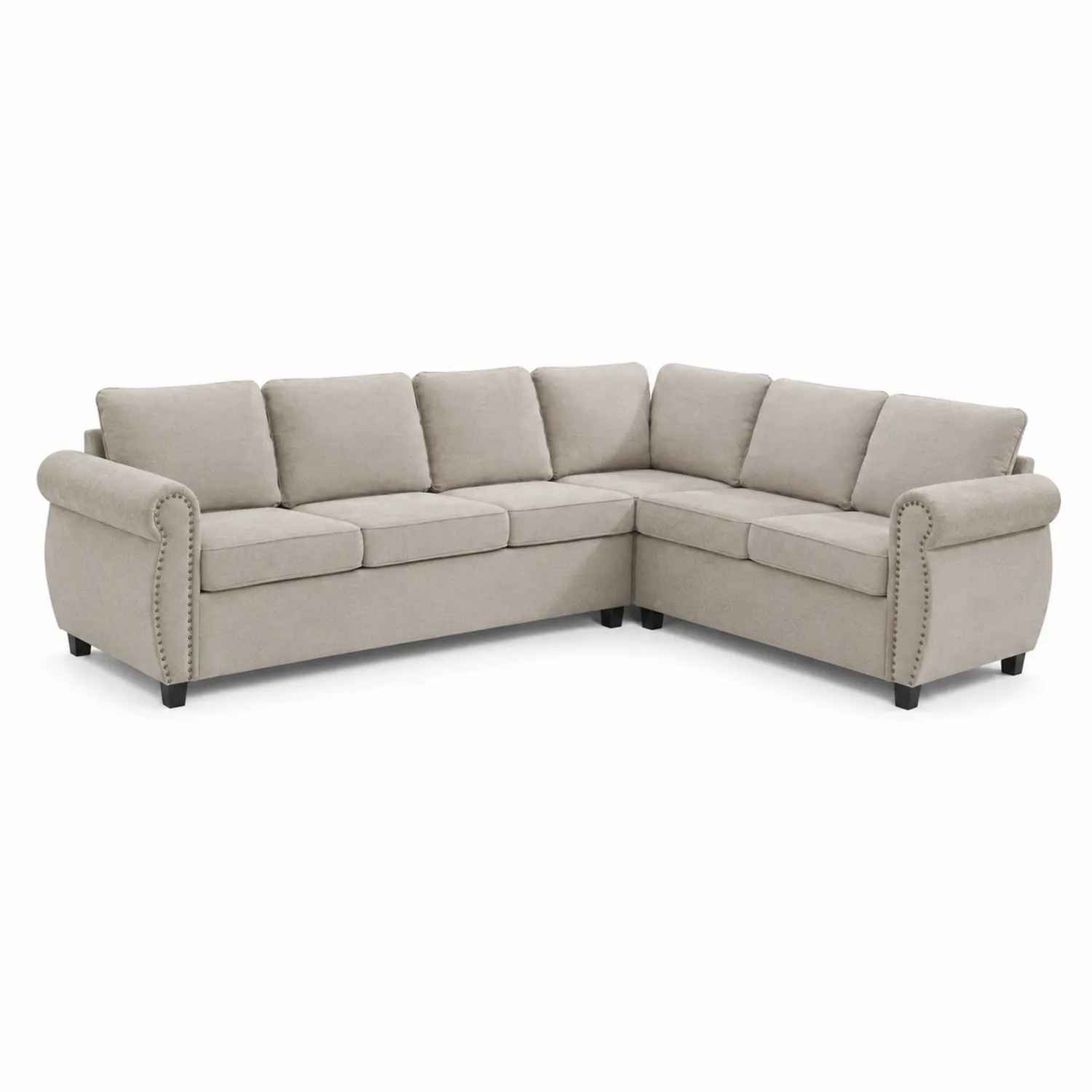 Canapé d'angle en tissu polyester beige
