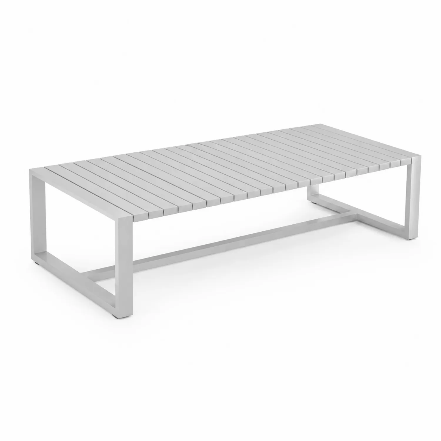 Table basse de jardin rectangulaire en aluminium argenté