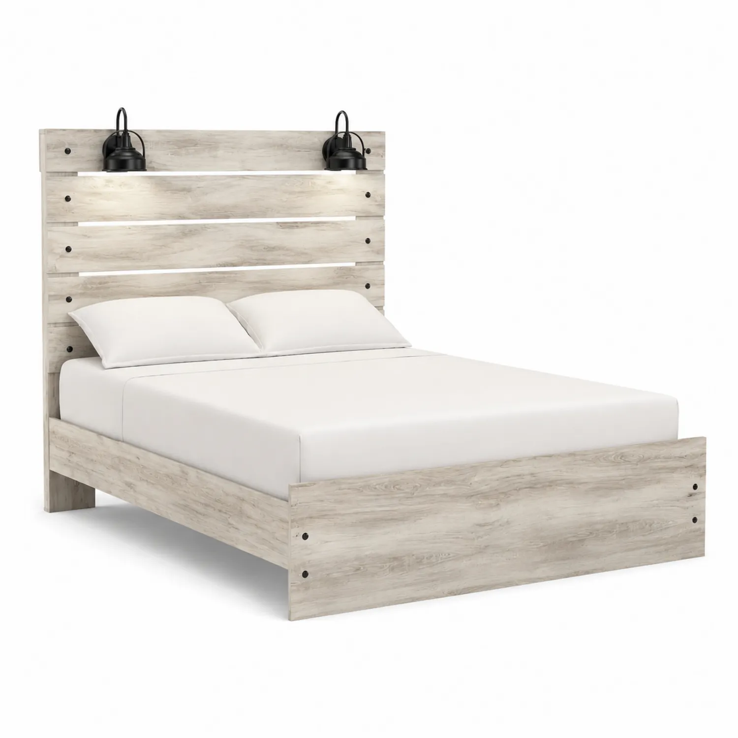 Lit double chêne clair avec tête de lit éclairage LED 200x160 cm