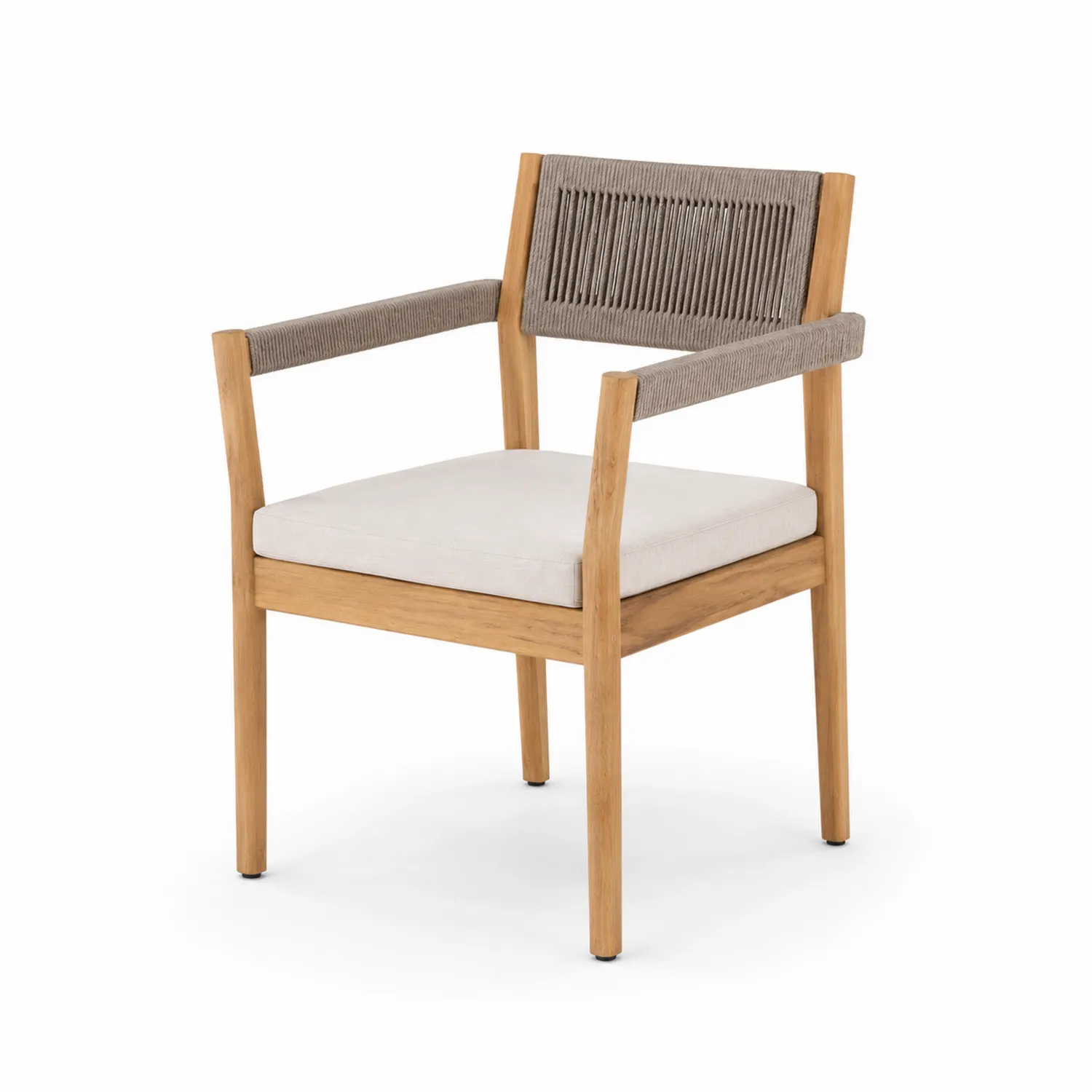 Chaise en teck et corde avec coussin en polyester