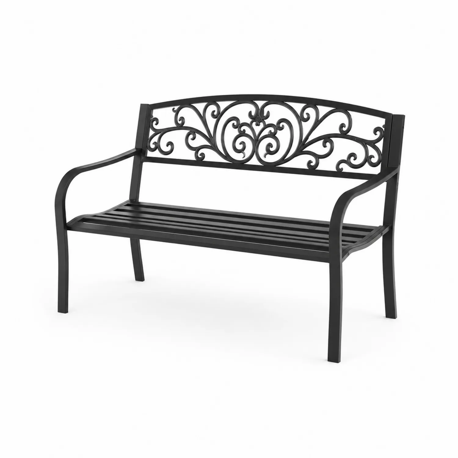 Banc en métal noir pour extérieur 127 cm