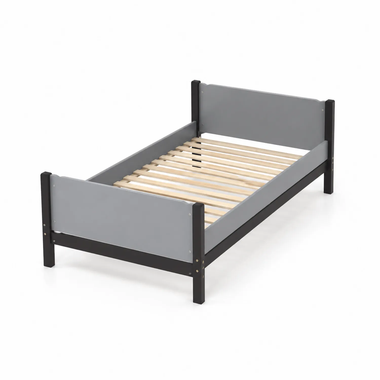 Lit enfant en bois composite gris et noir 90x200 cm