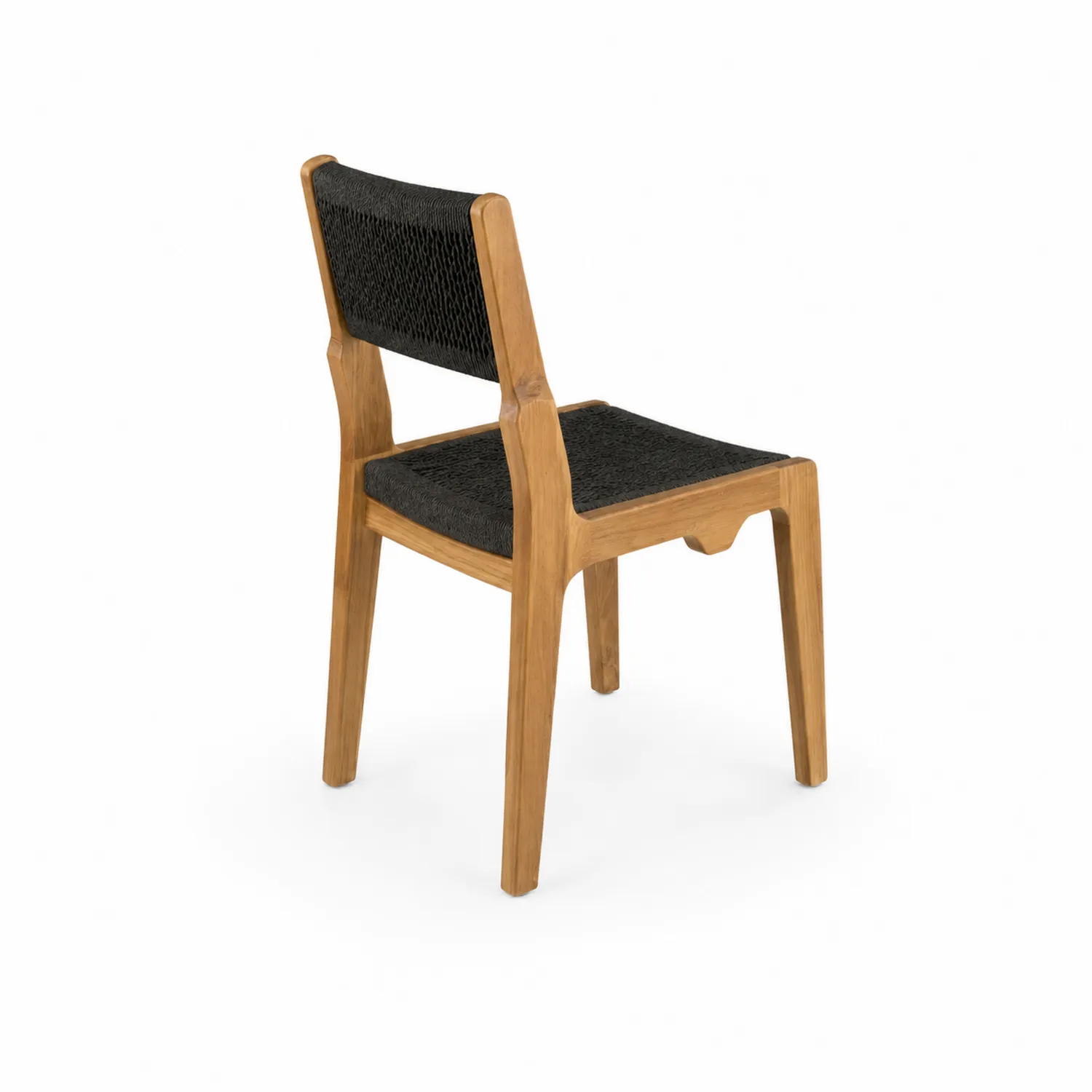 Chaise en Teck et Résine Tissée Noire