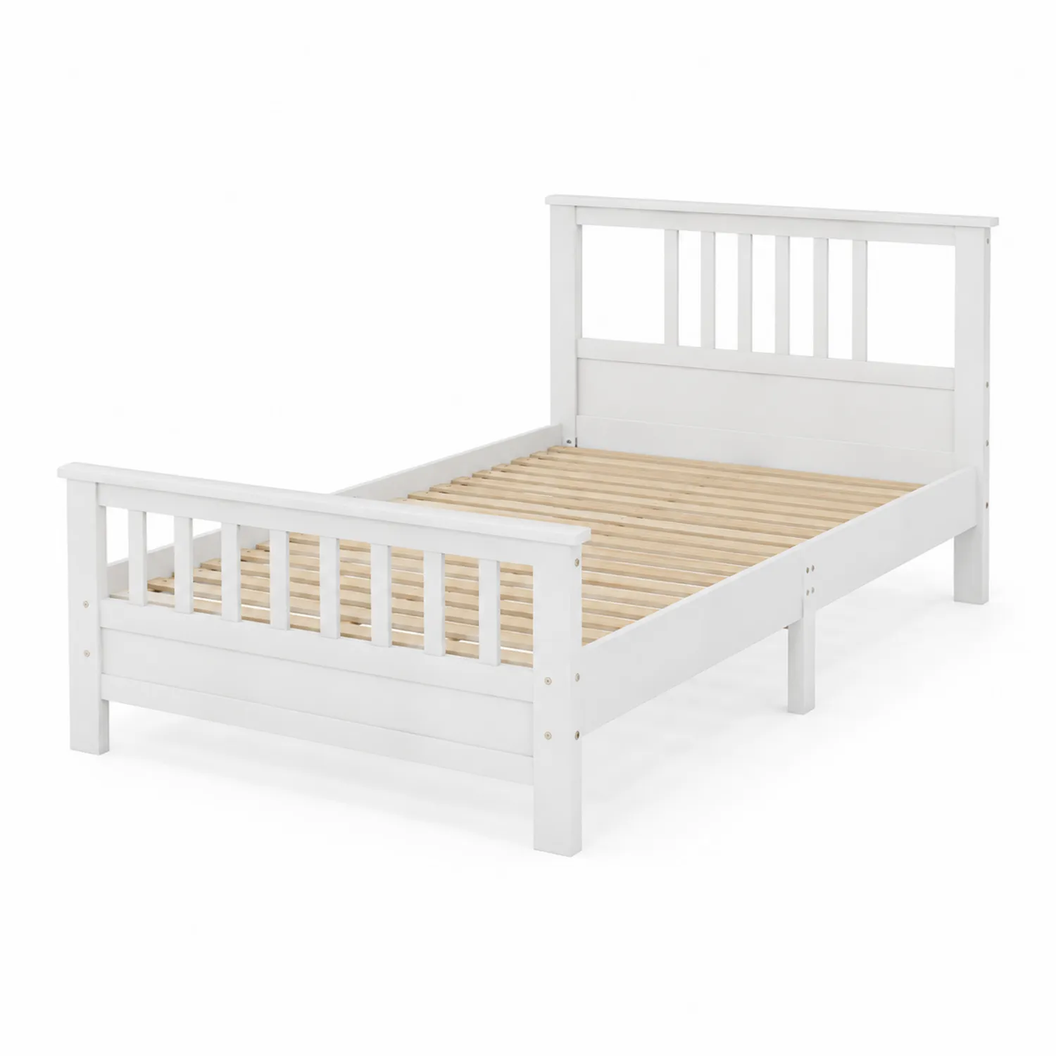 Lit simple en bois massif Blanc 90x200 cm