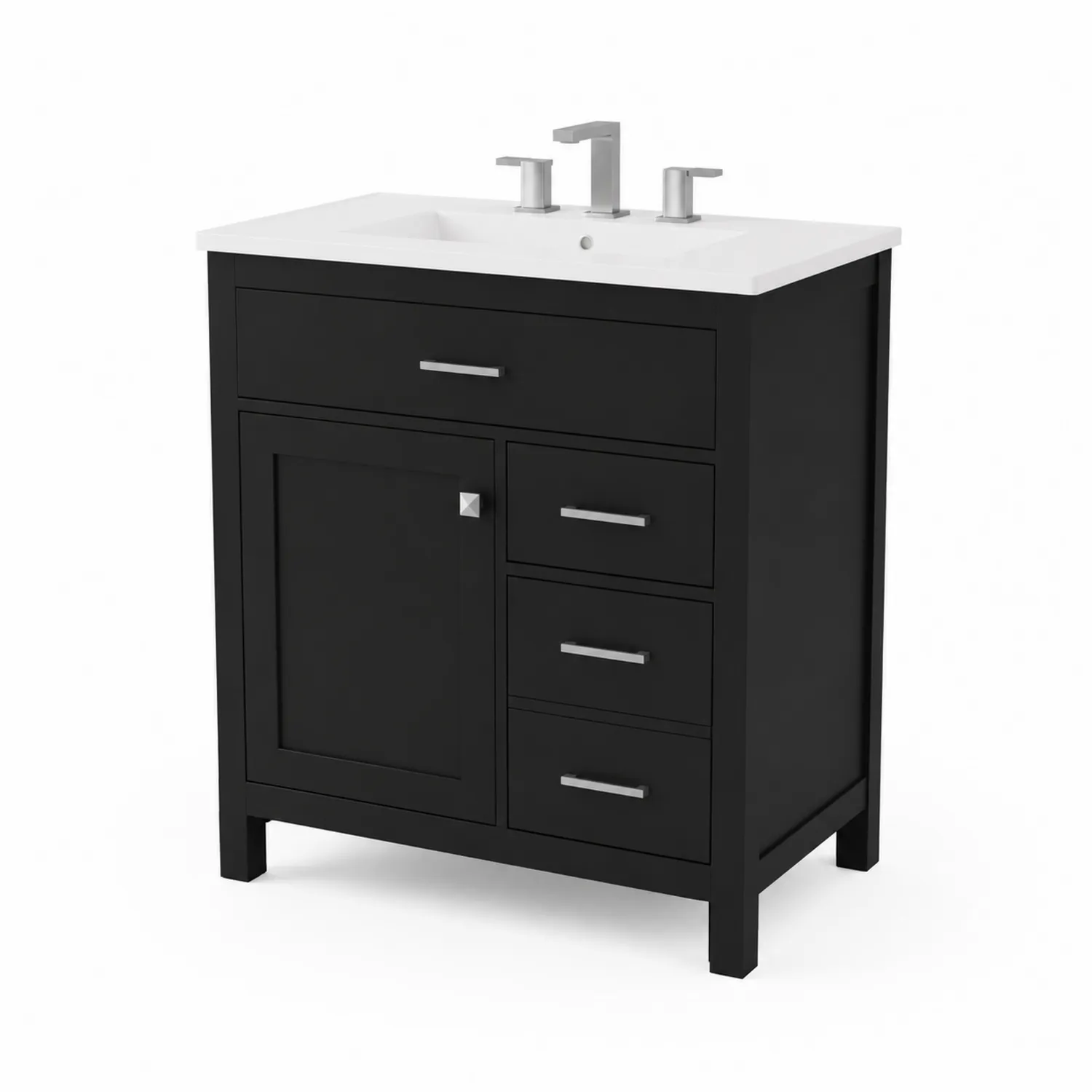 Meuble vasque en bois avec lavabo en céramique, 80x60x50 cm
