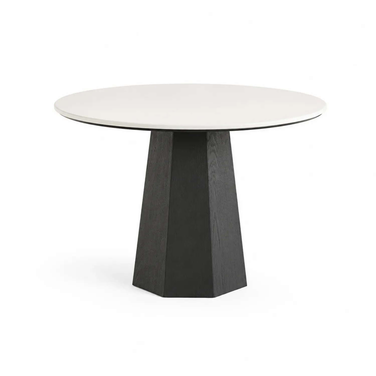 Table ronde en céramique et bois 120 cm Blanc/Noir