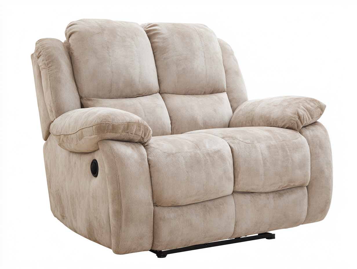Sillones reclinables 140x95x100 cm - tapizado en tela beige - con reposapiés integrado - diseño moderno-Mitaaloft