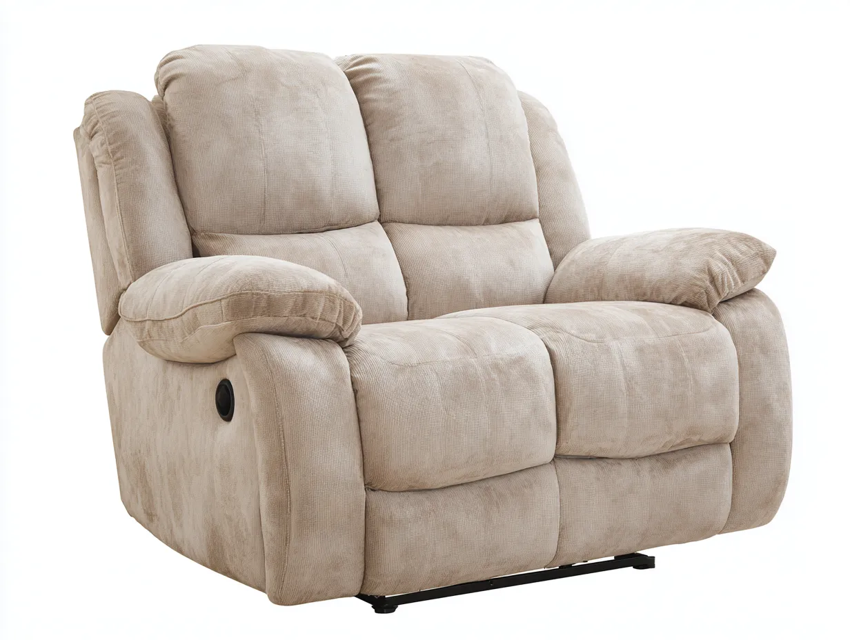 Sillones reclinables 140x95x100 cm - tapizado en tela beige - con reposapiés integrado - diseño moderno-Mitaaloft