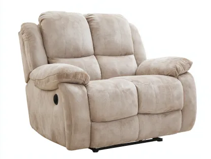 Sillones reclinables 140x95x100 cm - tapizado en tela beige - con reposapiés integrado - diseño moderno-Mitaaloft